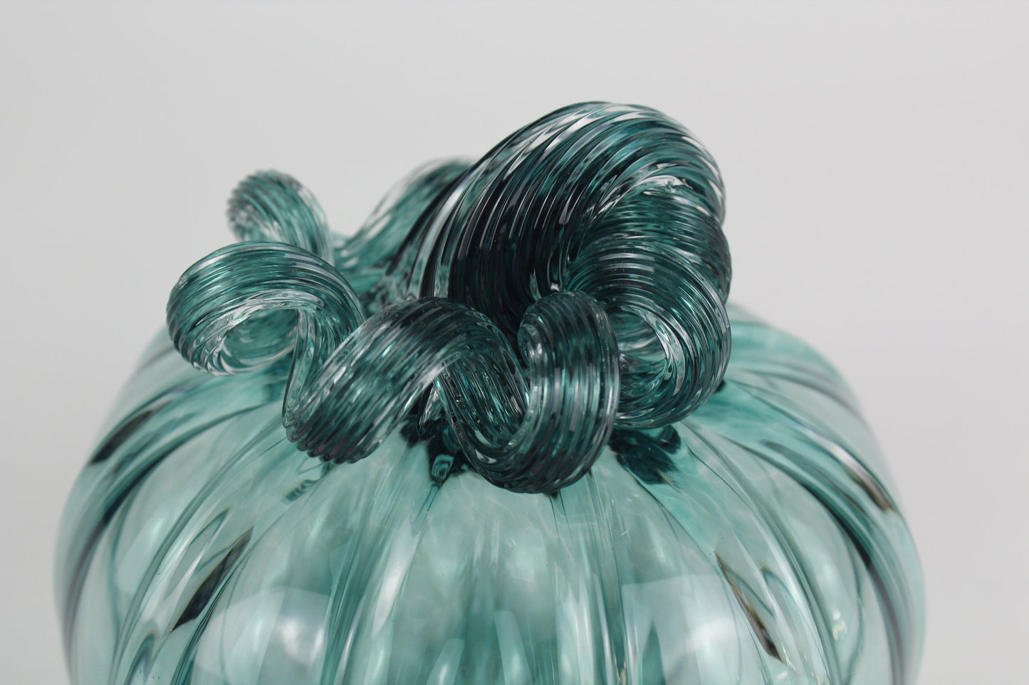 Pine Green Handblown Decorative Glass Pumpkin