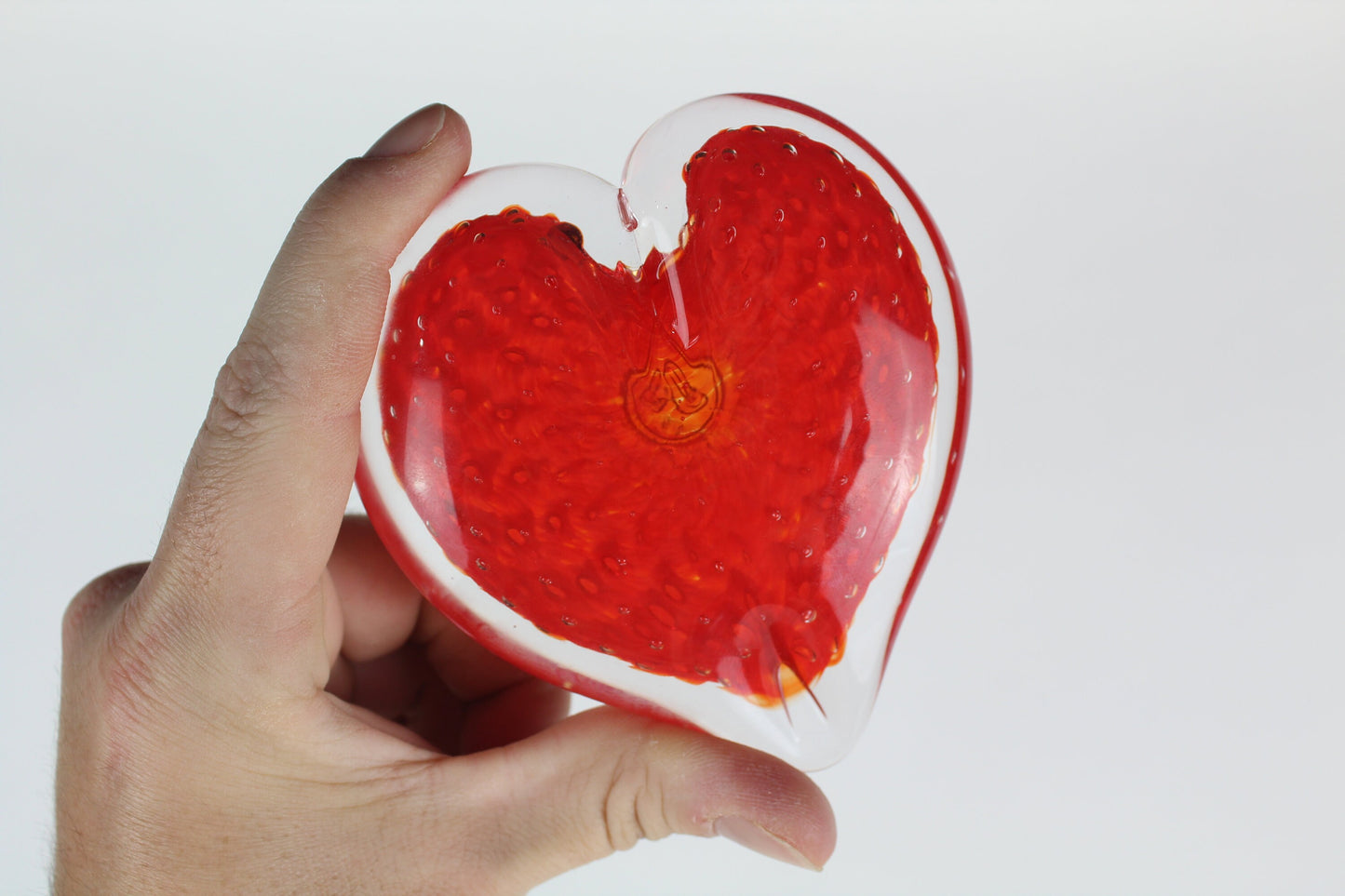 Handmade Glass Heart Paperweight