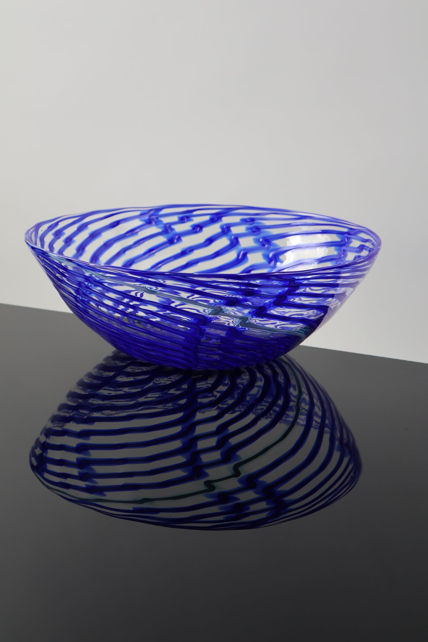 Blue Lightning Handblown Mid Size Bowl
