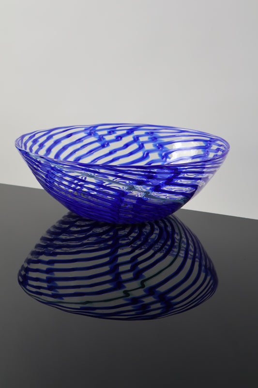 Blue Lightning Handblown Mid Size Bowl