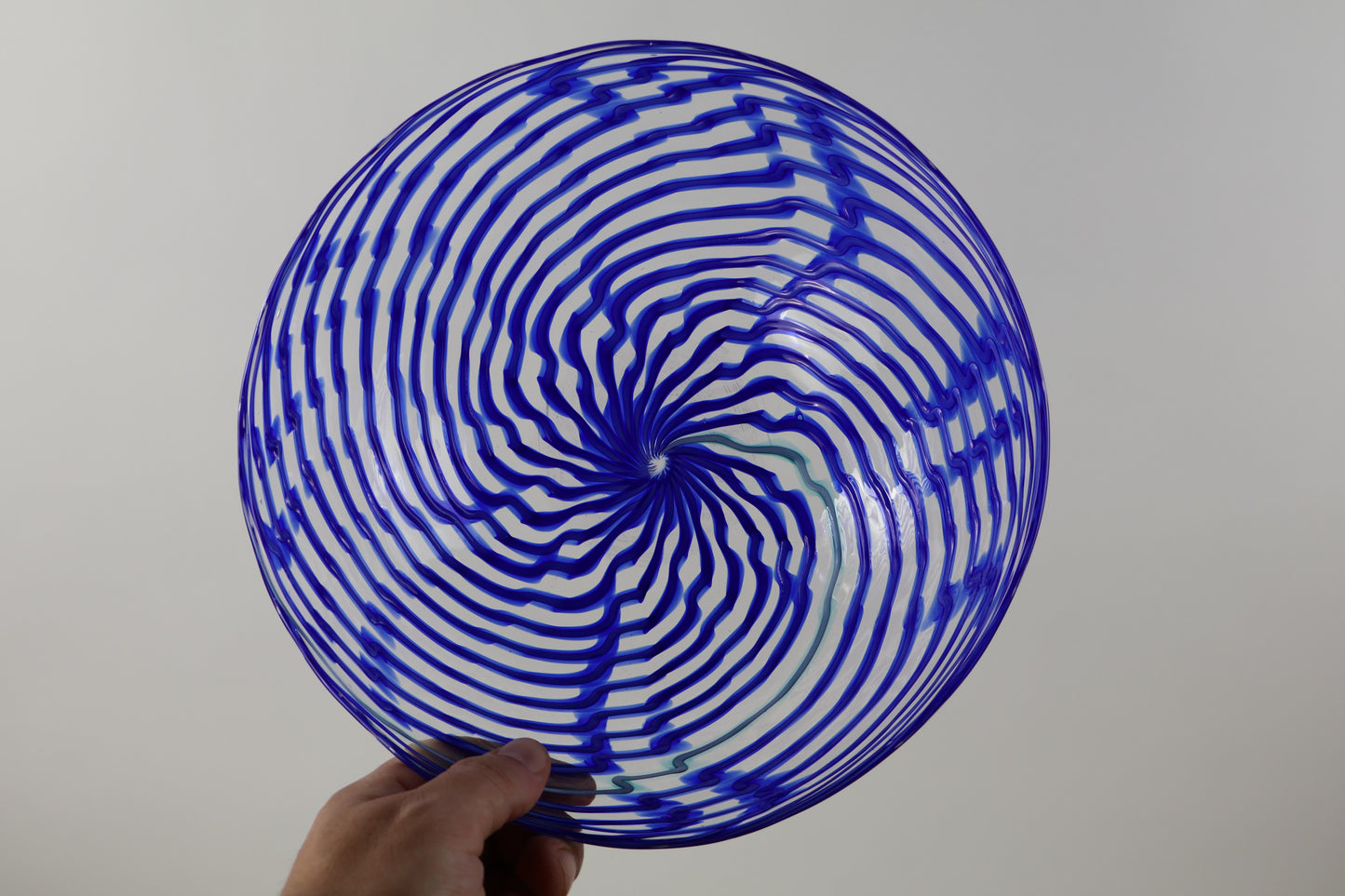 Blue Lightning Handblown Mid Size Bowl