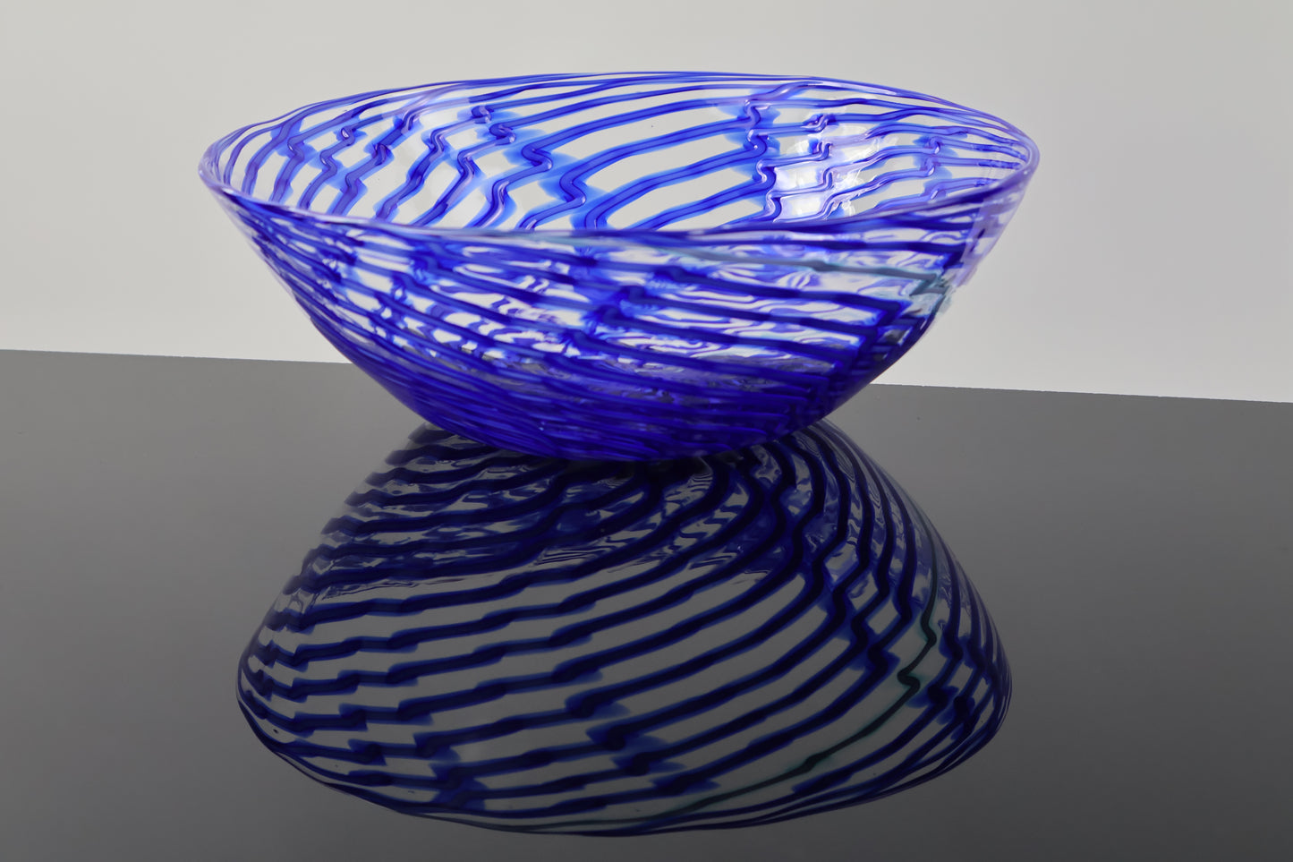 Blue Lightning Handblown Mid Size Bowl