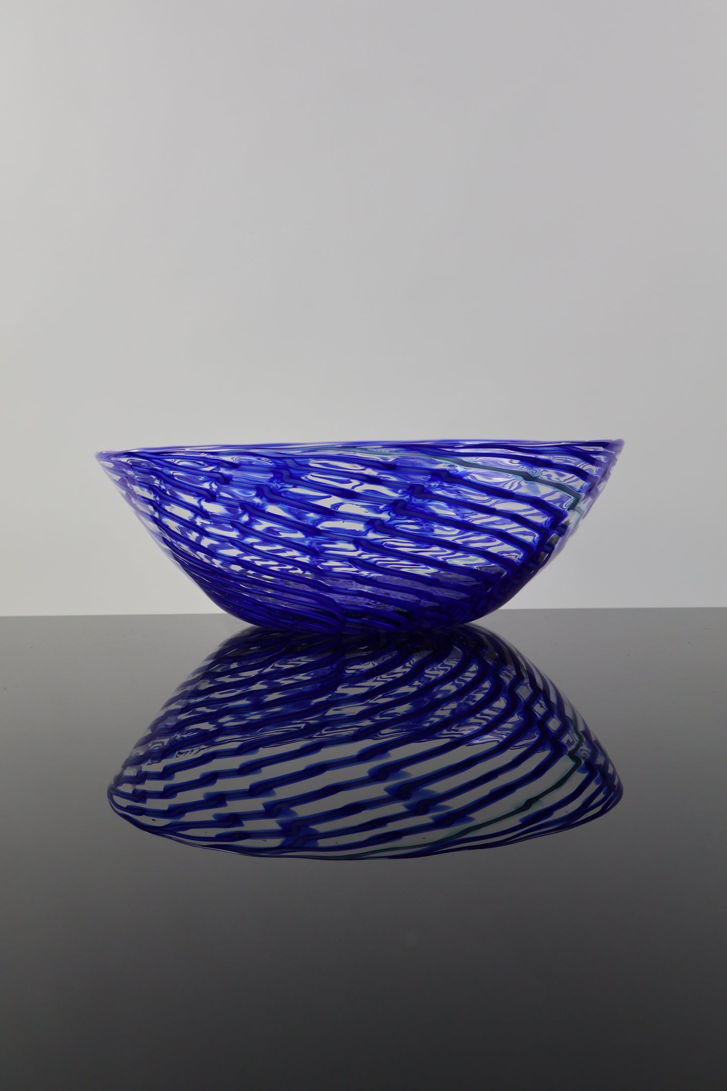 Blue Lightning Handblown Mid Size Bowl
