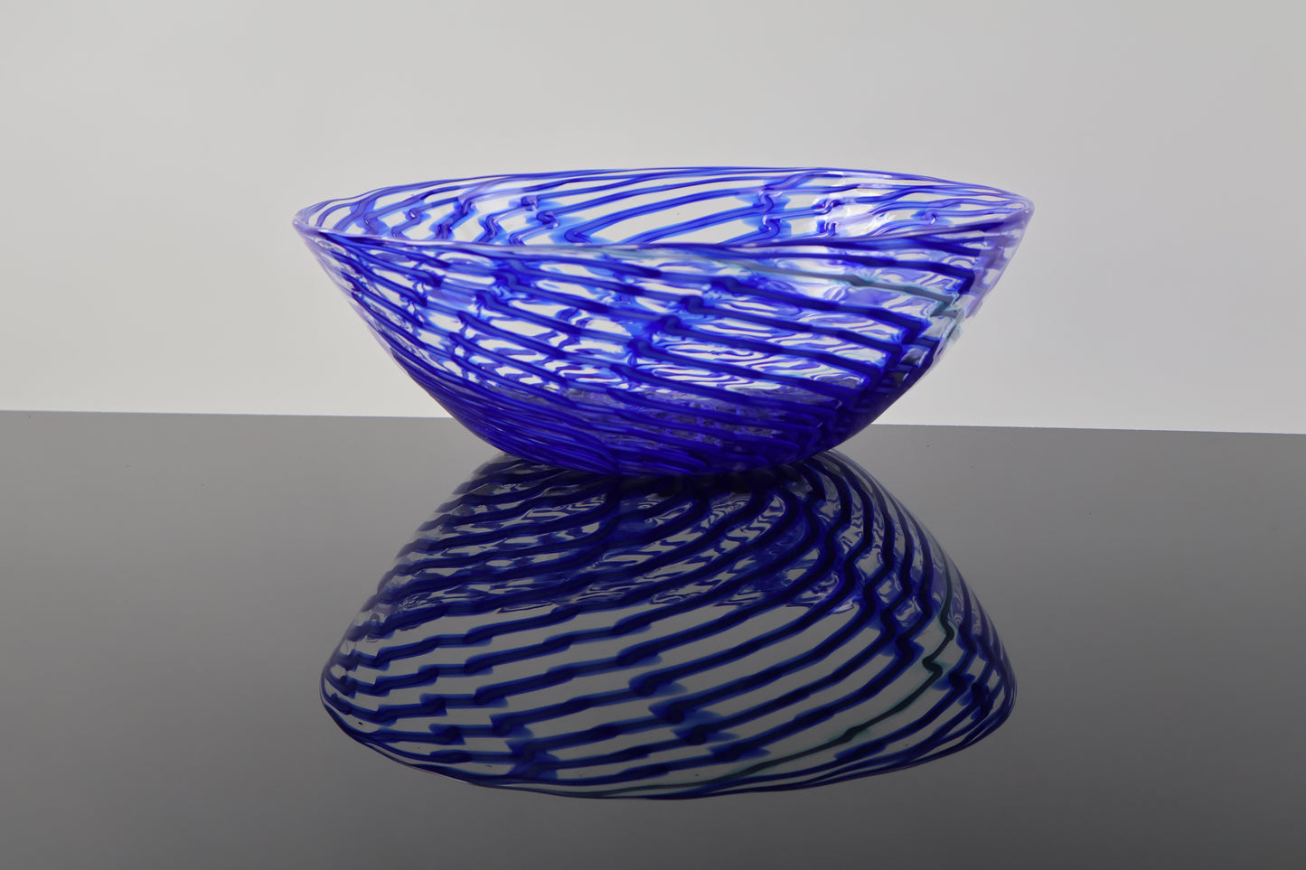 Blue Lightning Handblown Mid Size Bowl