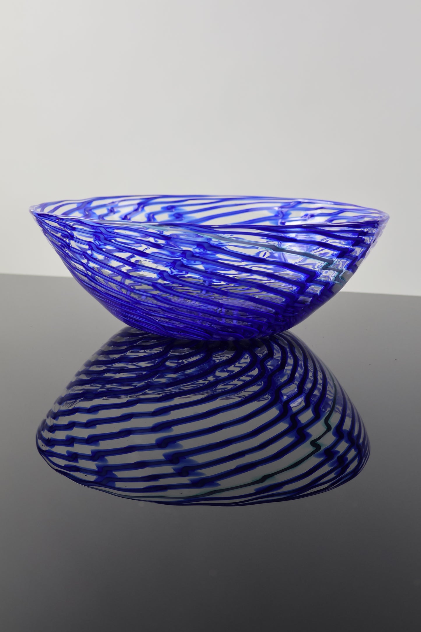 Blue Lightning Handblown Mid Size Bowl
