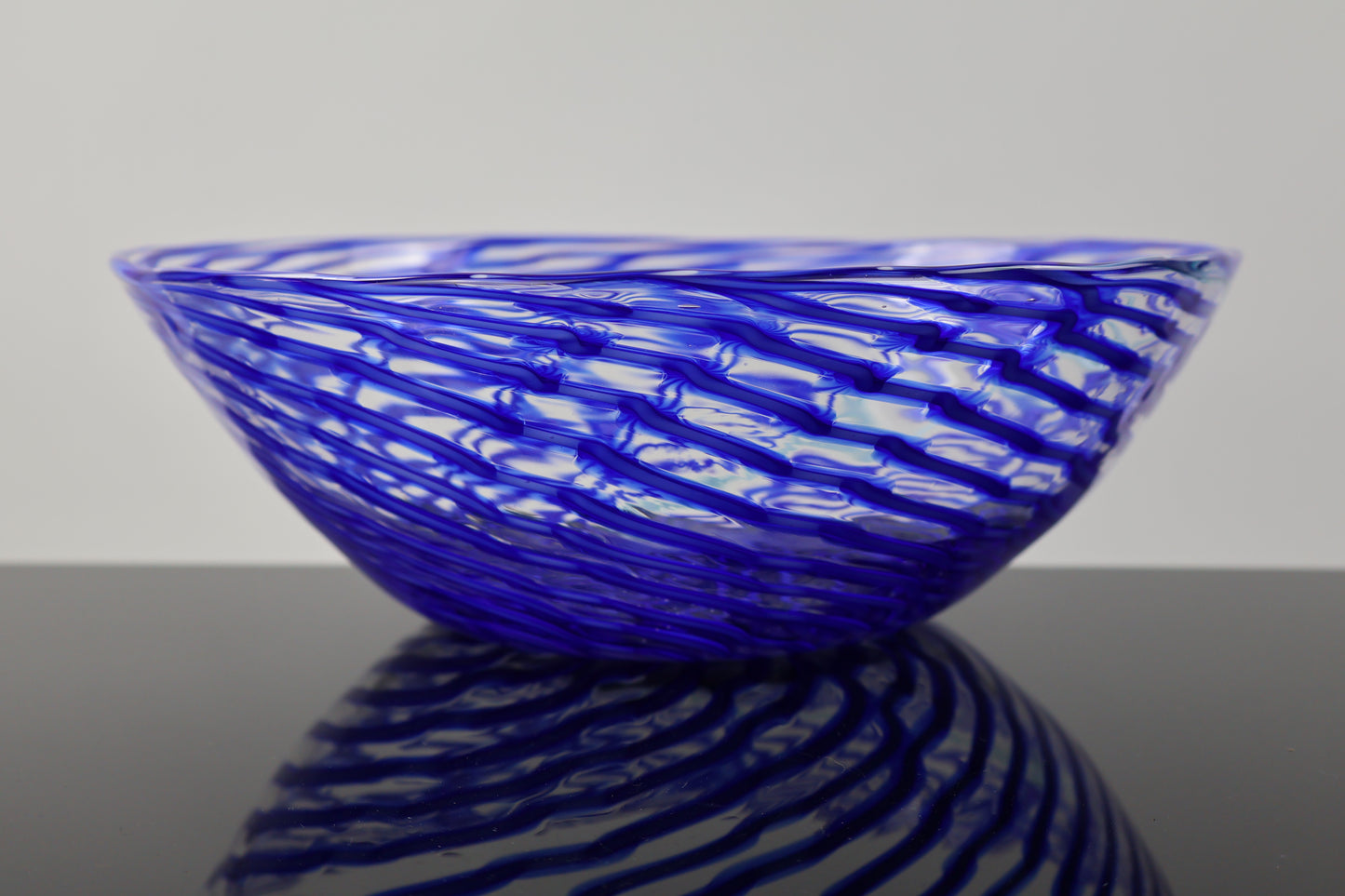 Blue Lightning Handblown Mid Size Bowl