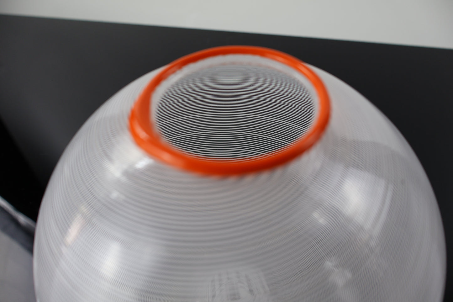 Handmade White Filigrana Vase with Orange Lip Wrap