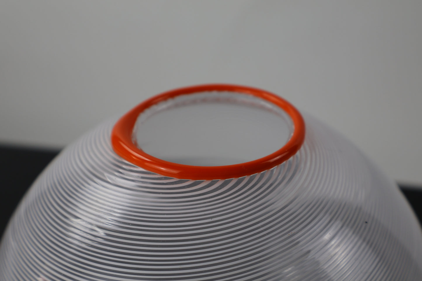 Handmade White Filigrana Vase with Orange Lip Wrap