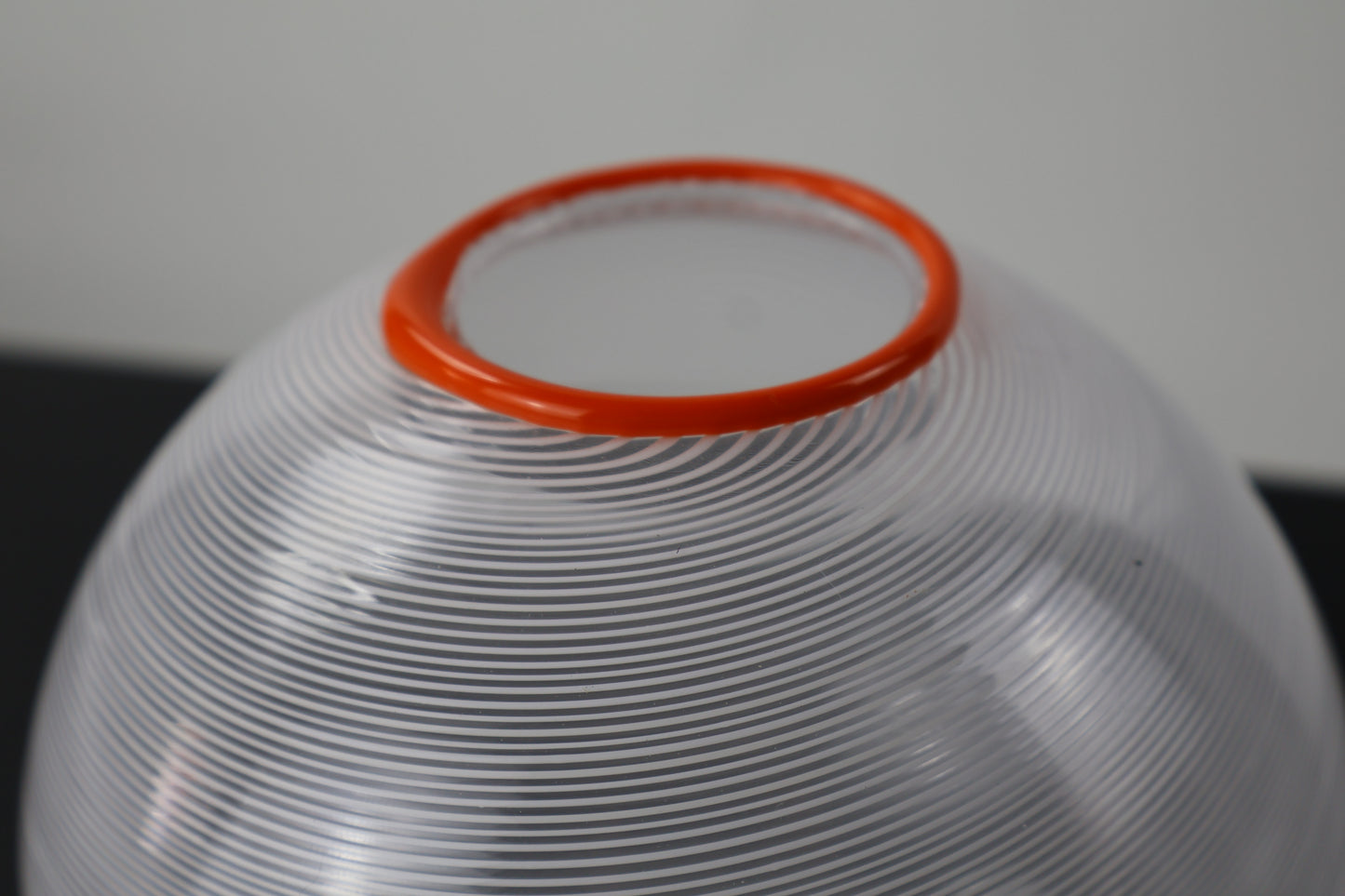 Handmade White Filigrana Vase with Orange Lip Wrap