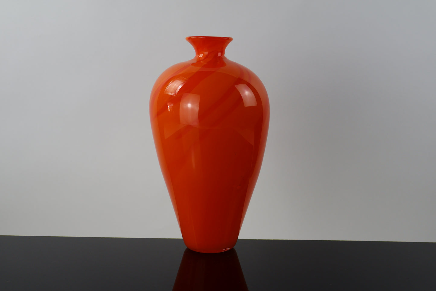 Handblown Glass Two Tone Orange Amphora Vase