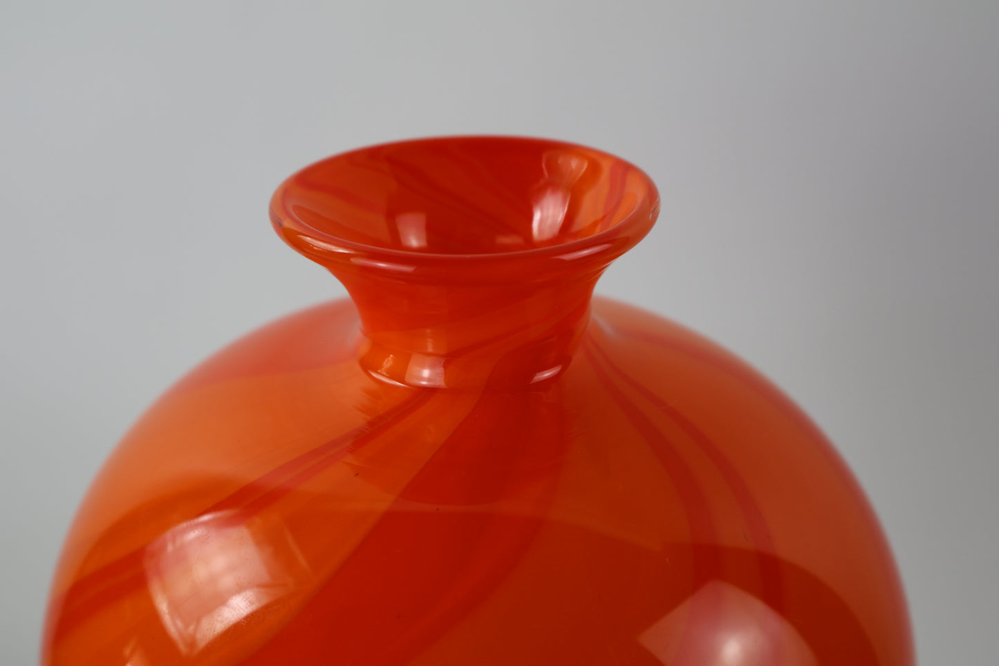Handblown Glass Two Tone Orange Amphora Vase