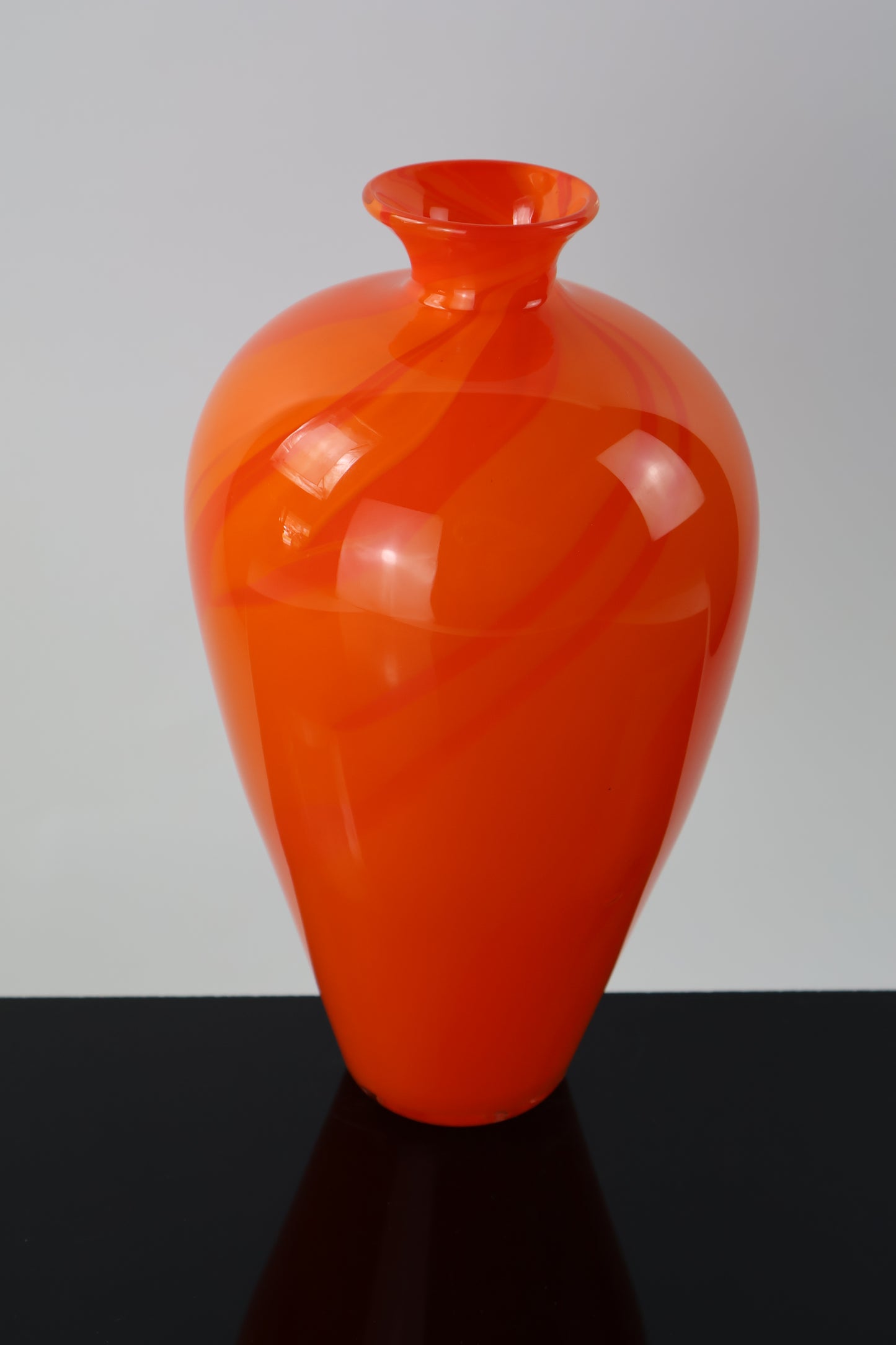 Handblown Glass Two Tone Orange Amphora Vase