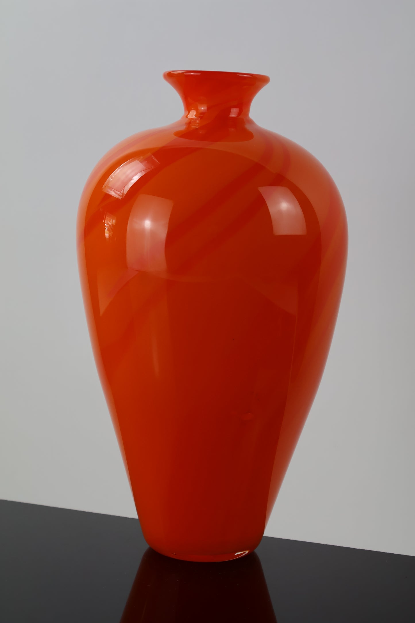 Handblown Glass Two Tone Orange Amphora Vase