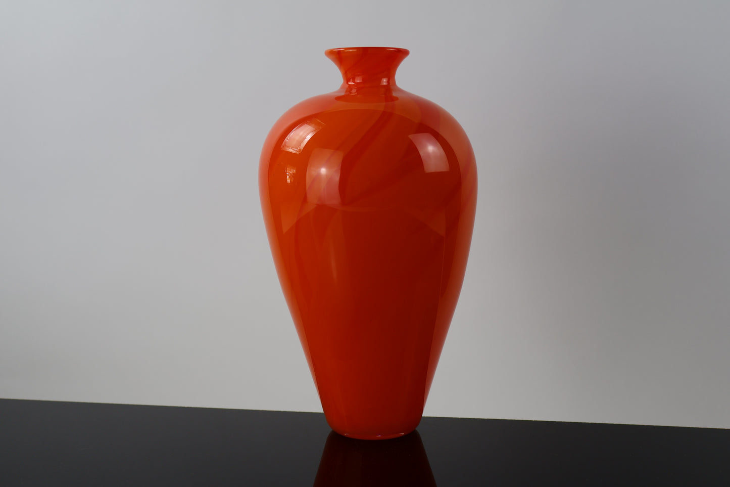 Handblown Glass Two Tone Orange Amphora Vase