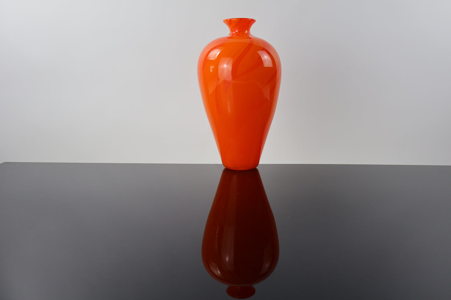 Handblown Glass Two Tone Orange Amphora Vase