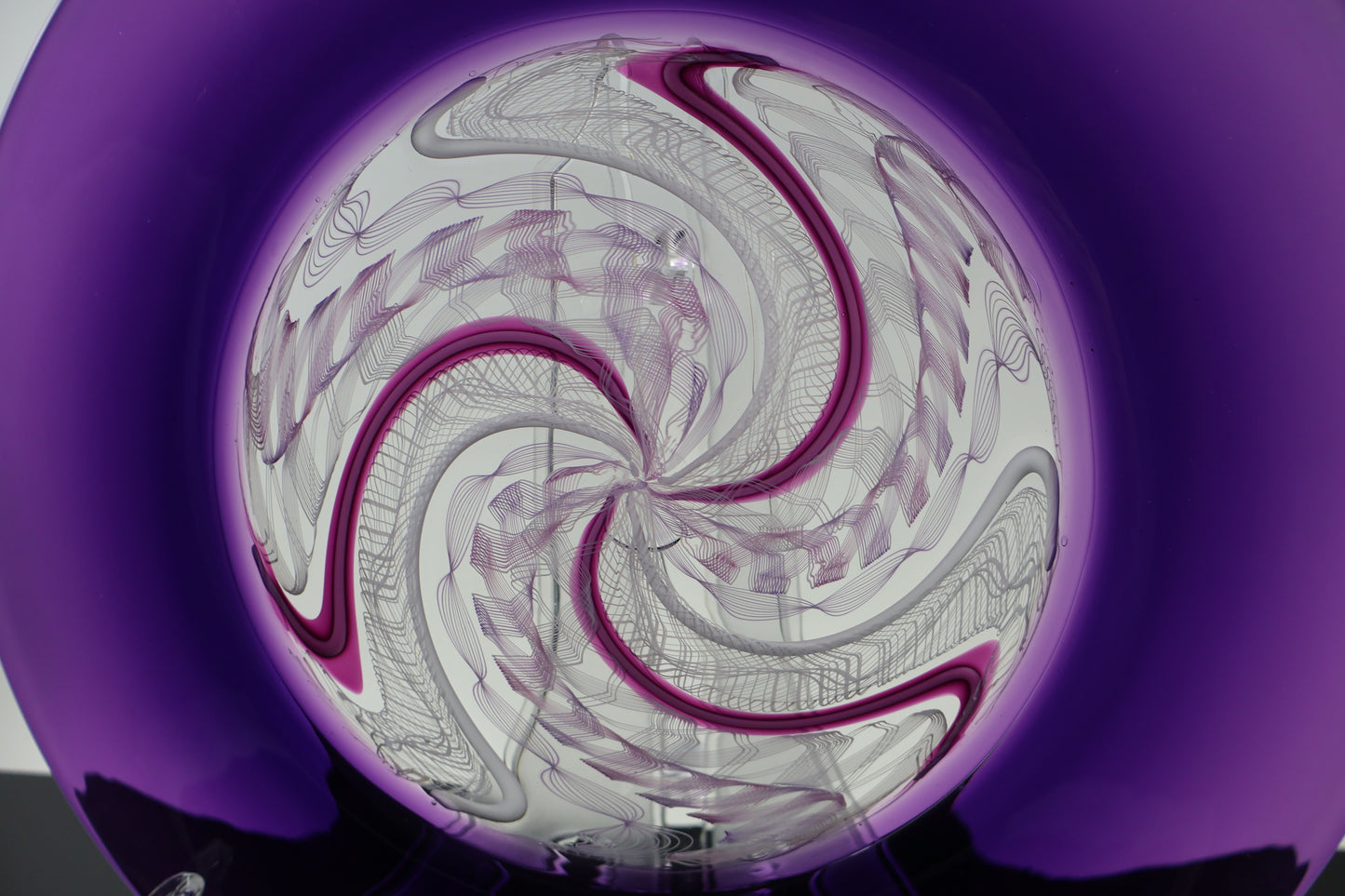 Large Royal Purple and Cane Handblown Glass Rondel Platter