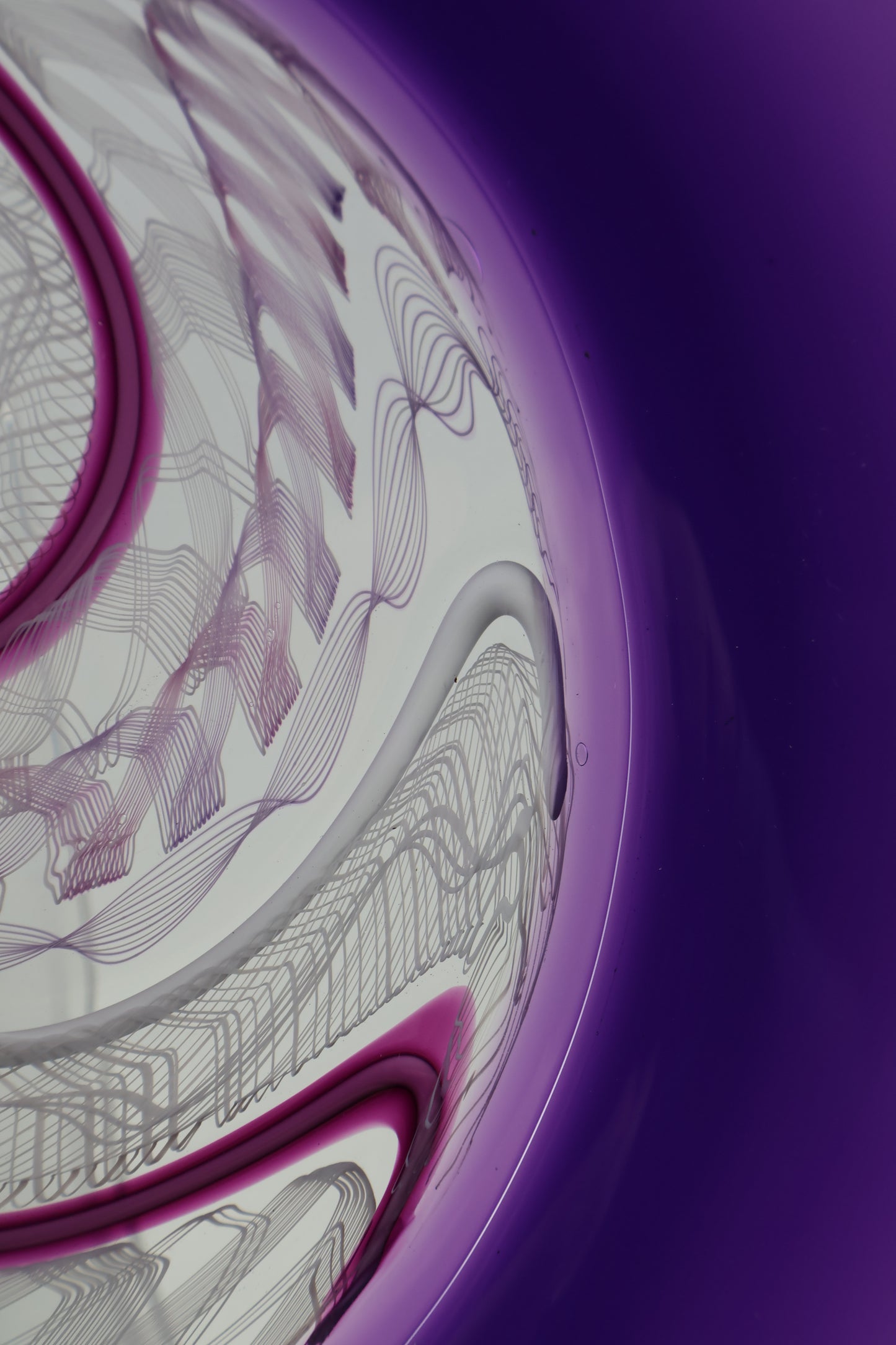 Large Royal Purple and Cane Handblown Glass Rondel Platter