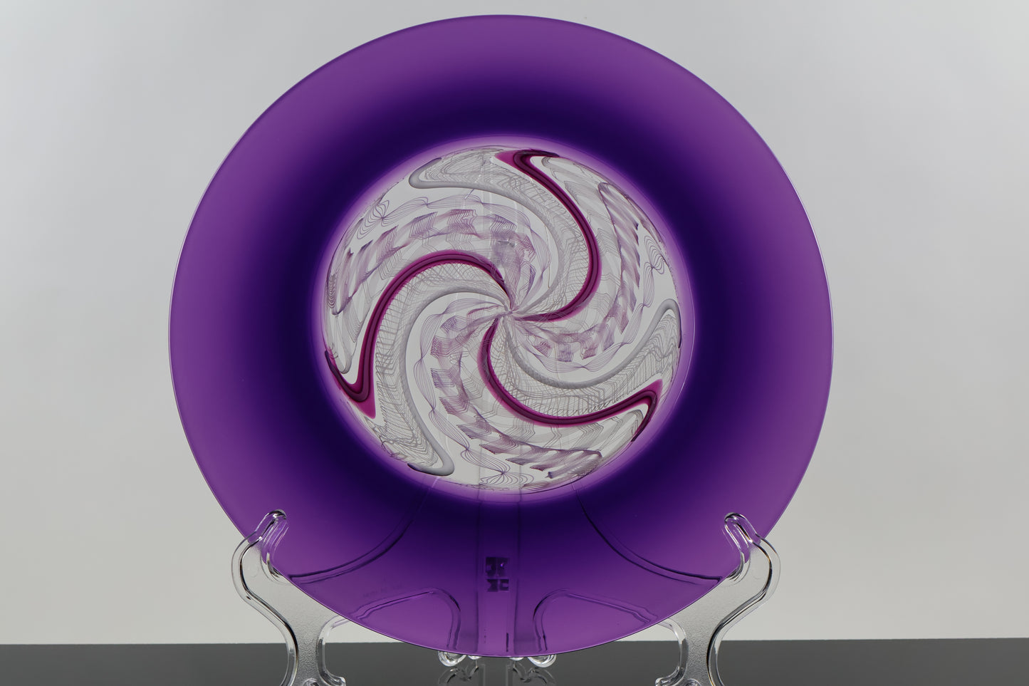 Large Royal Purple and Cane Handblown Glass Rondel Platter