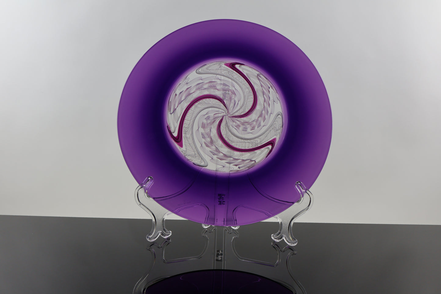 Large Royal Purple and Cane Handblown Glass Rondel Platter