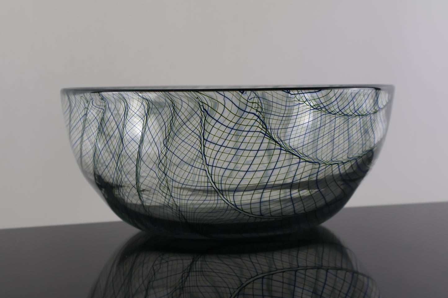Handmade Black, Green and Blue Zanfirico Plunger Pick Up Bowl