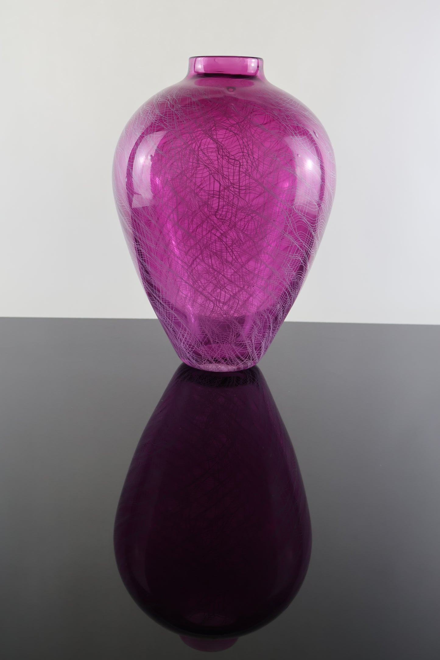 Handblown Pink Merletto Amphora Vase