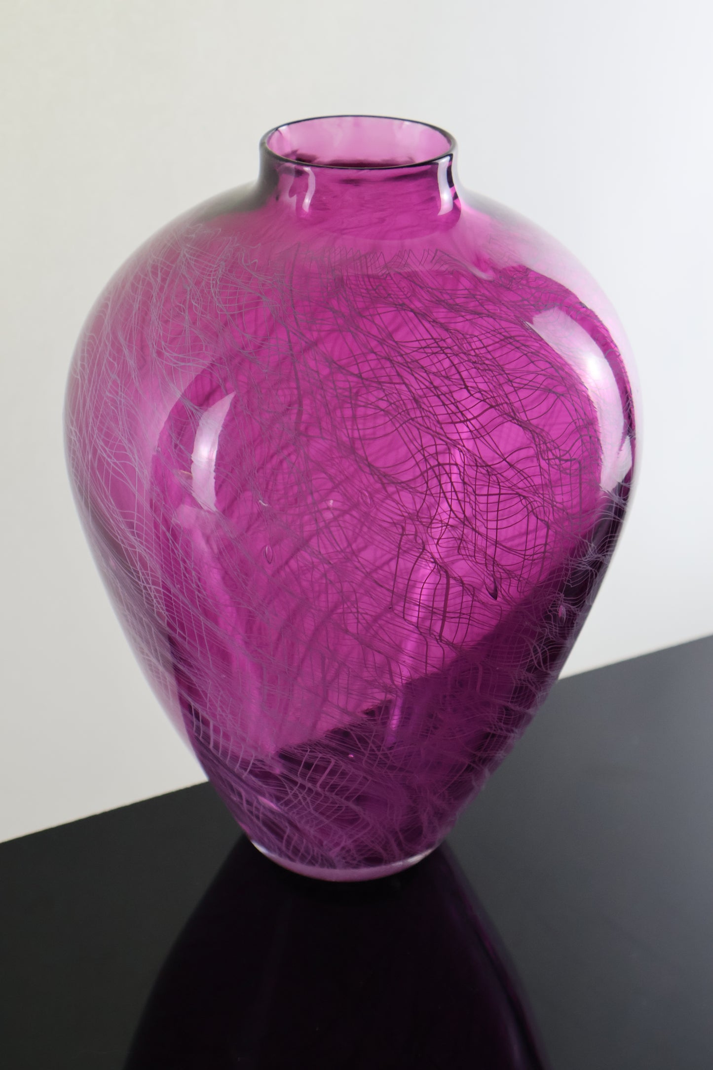 Handblown Pink Merletto Amphora Vase