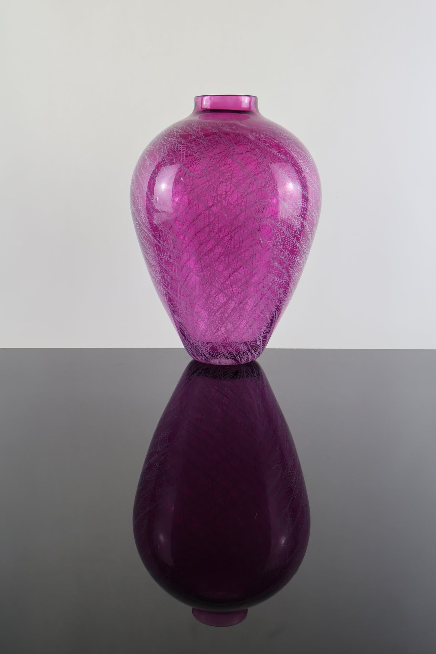 Handblown Pink Merletto Amphora Vase