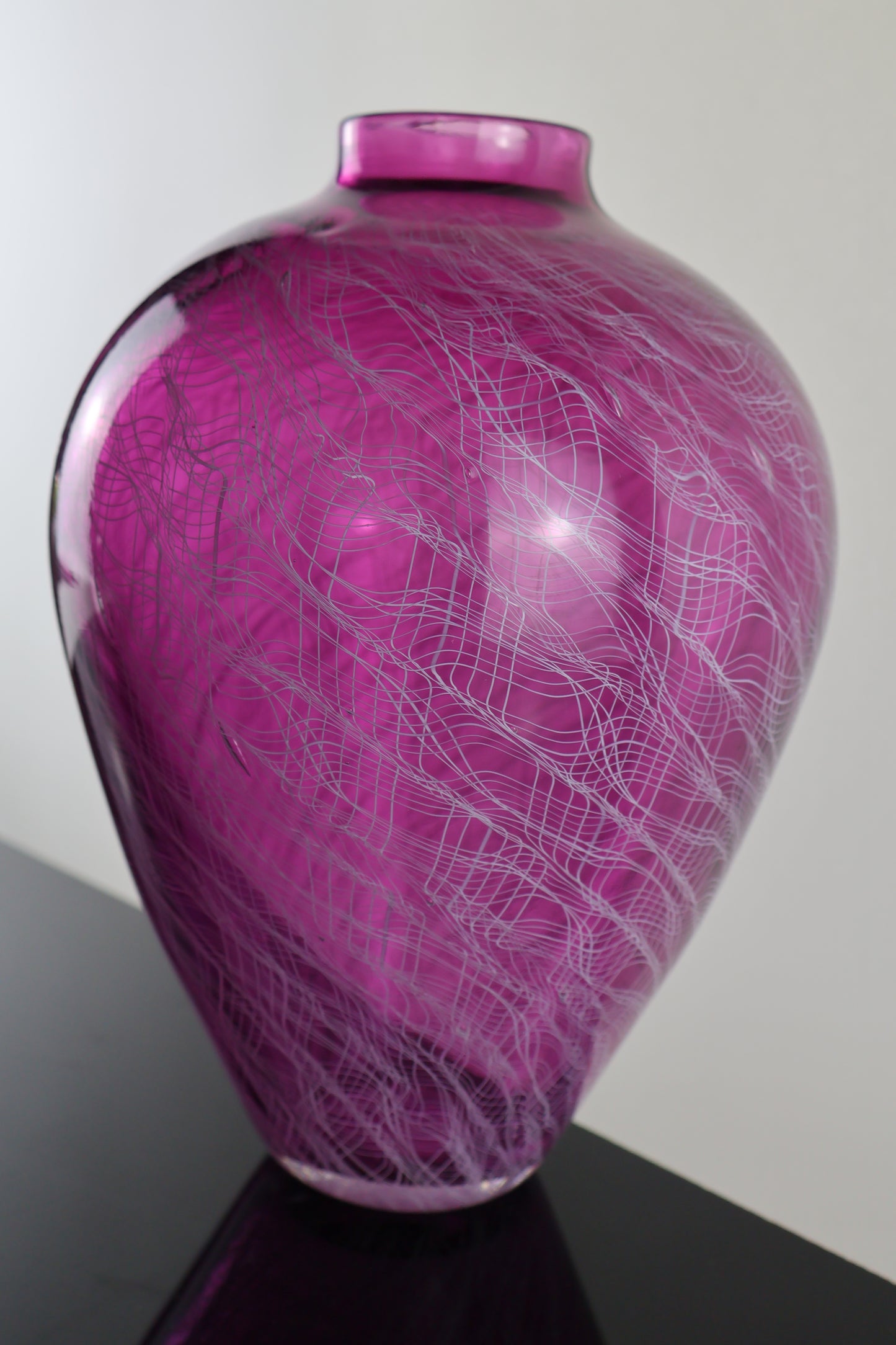 Handblown Pink Merletto Amphora Vase