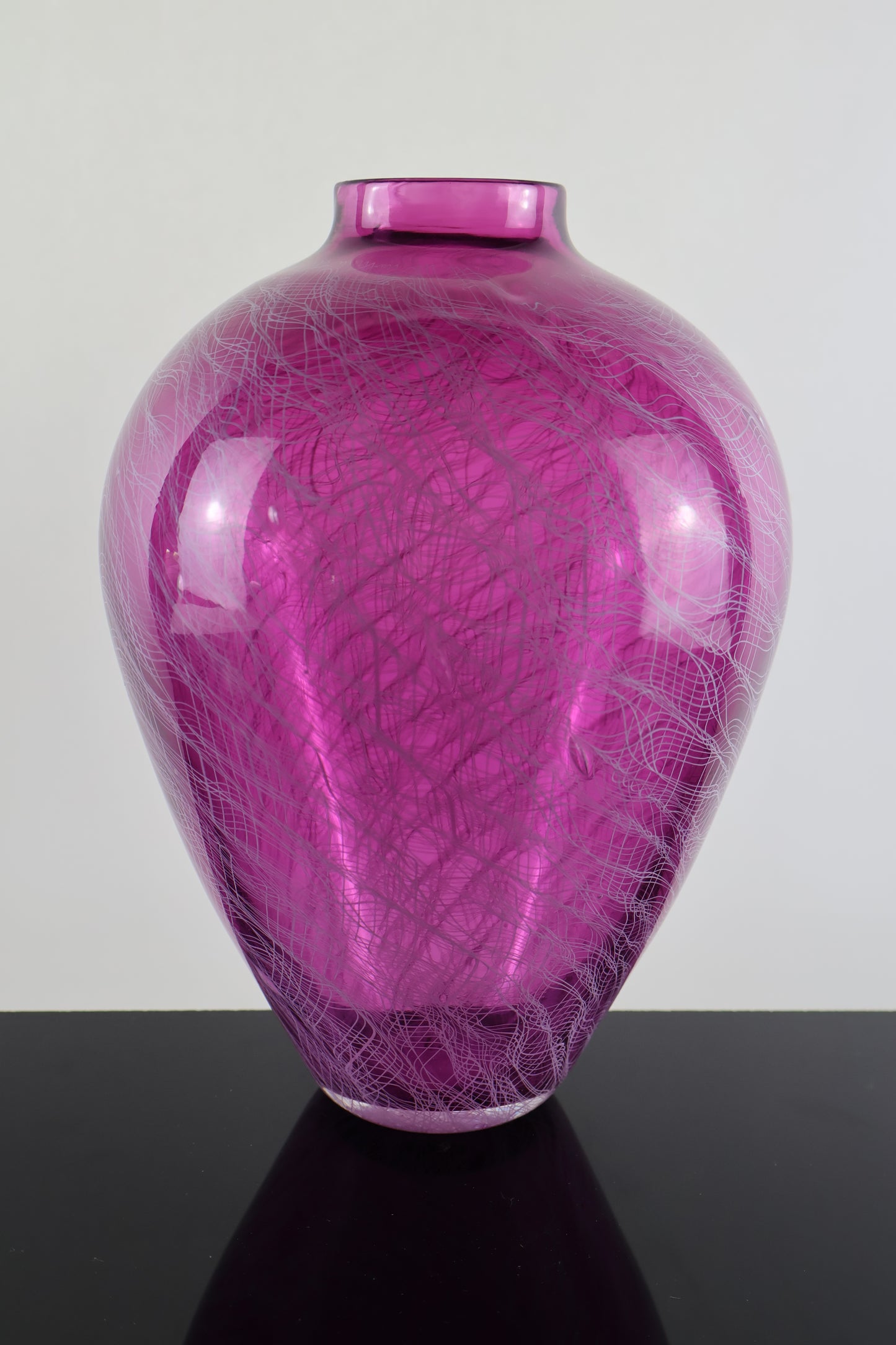 Handblown Pink Merletto Amphora Vase