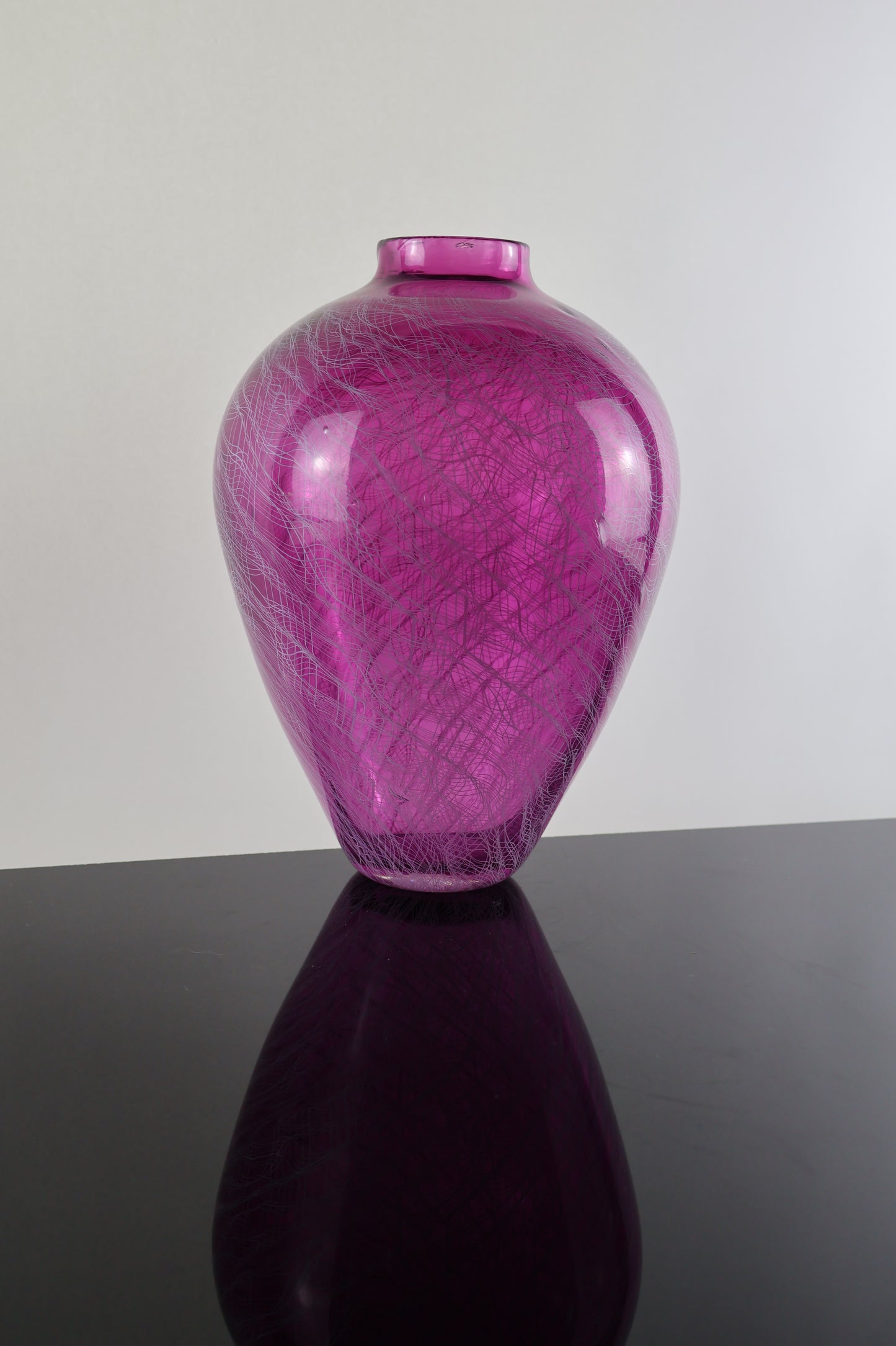 Handblown Pink Merletto Amphora Vase
