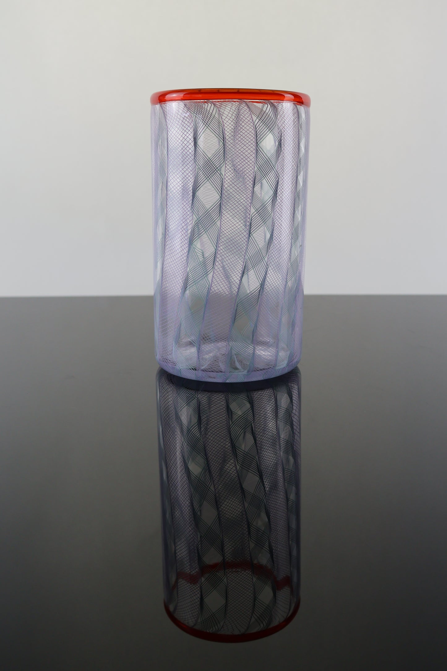 Handblown Zanfirico and Ribbon Cane Drinking Glass