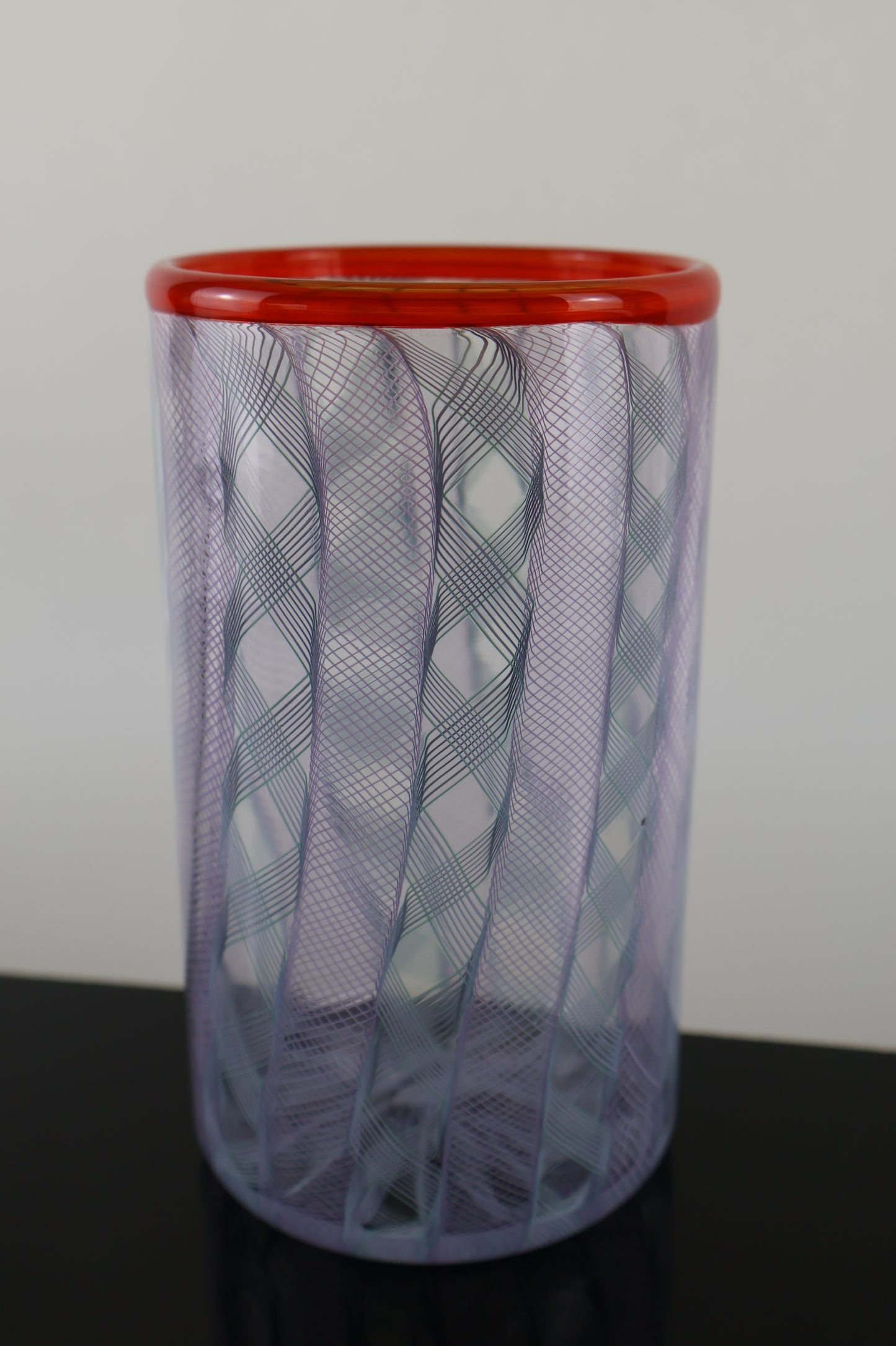 Handblown Zanfirico and Ribbon Cane Drinking Glass