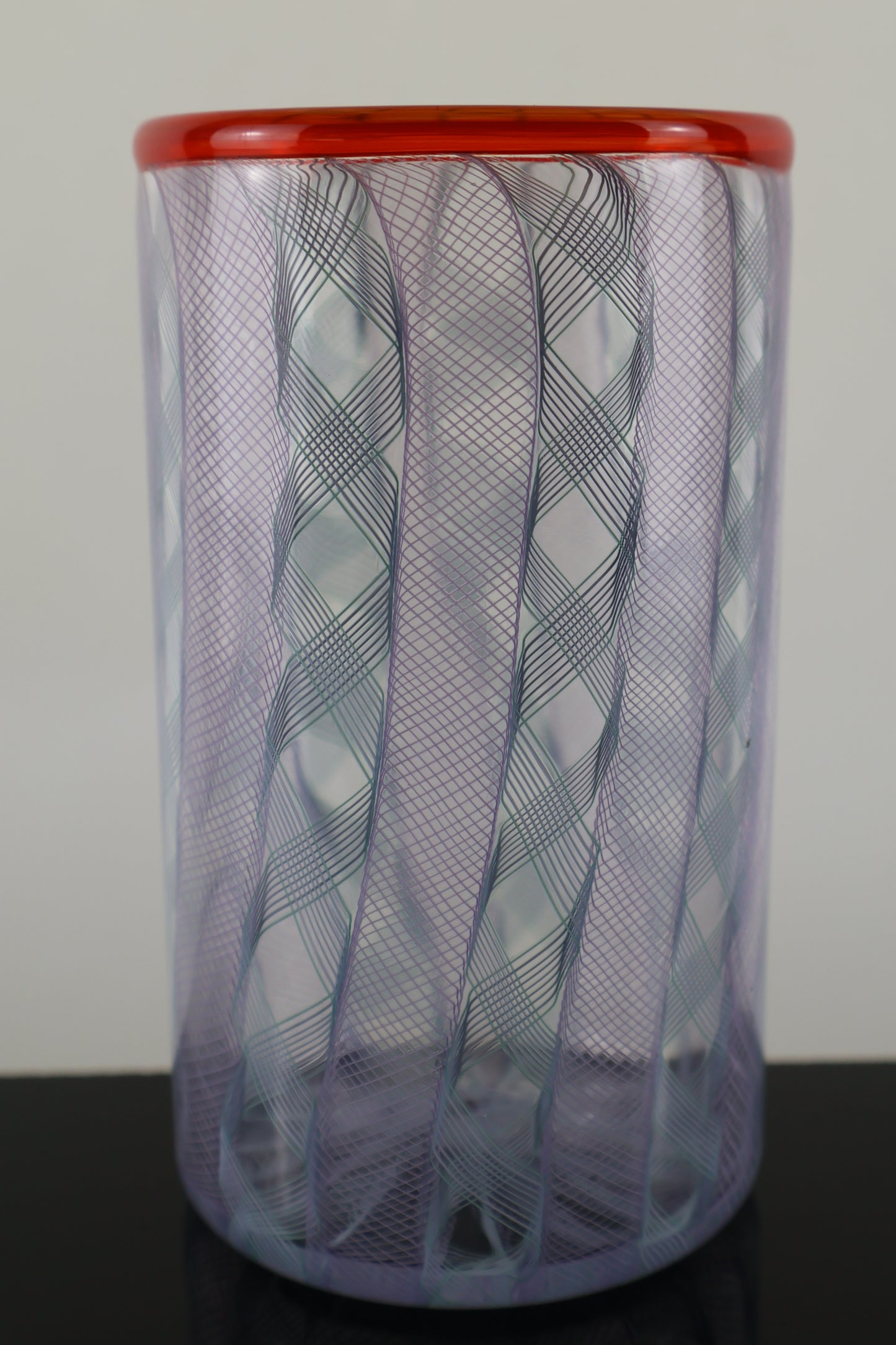 Handblown Zanfirico and Ribbon Cane Drinking Glass