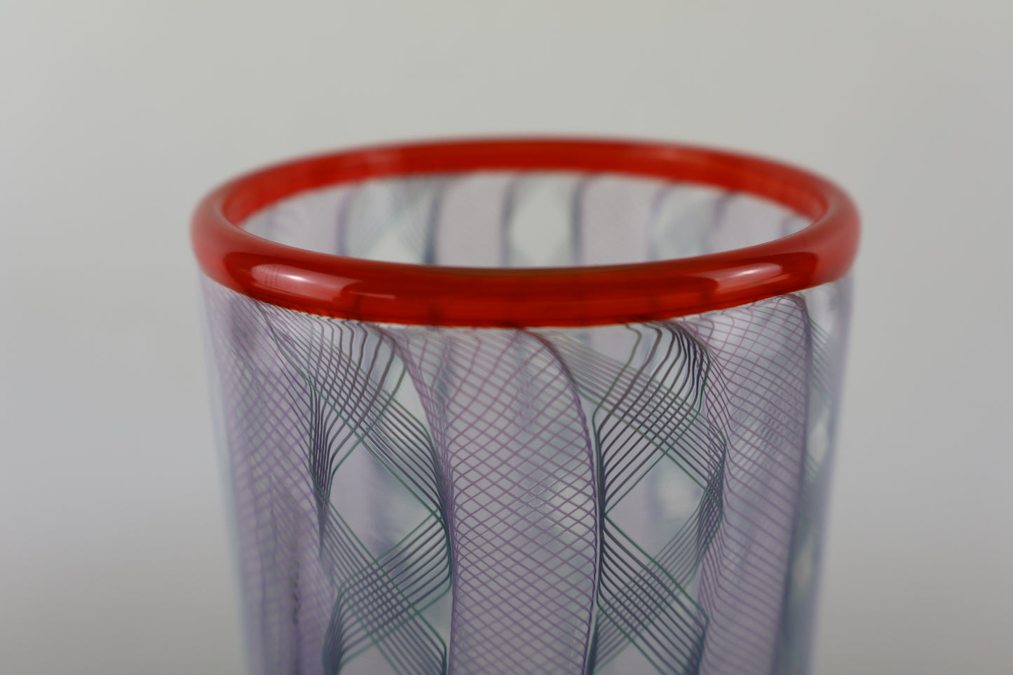 Handblown Zanfirico and Ribbon Cane Drinking Glass