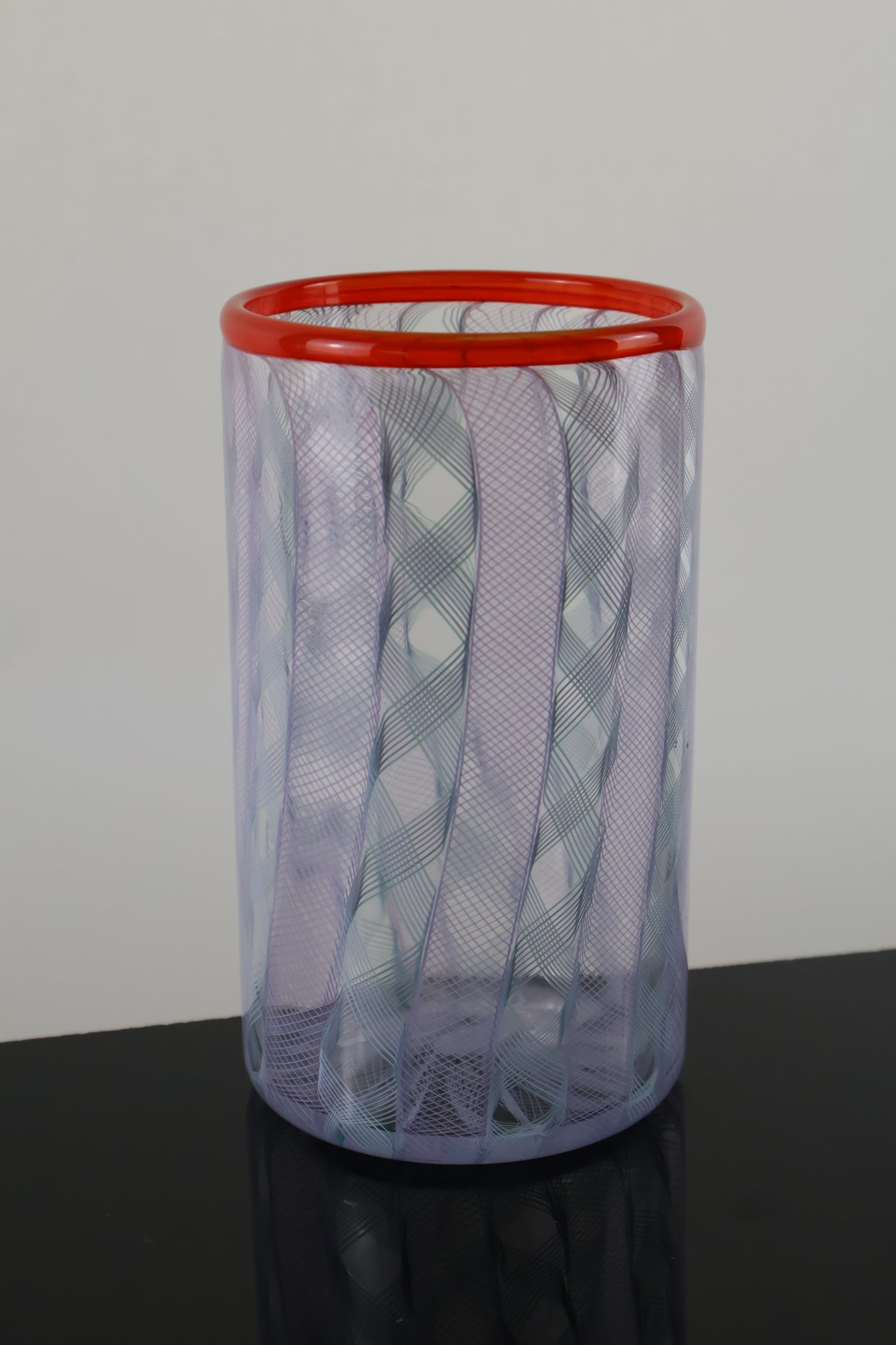 Handblown Zanfirico and Ribbon Cane Drinking Glass