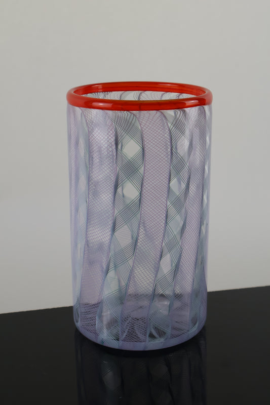 Handblown Zanfirico and Ribbon Cane Drinking Glass
