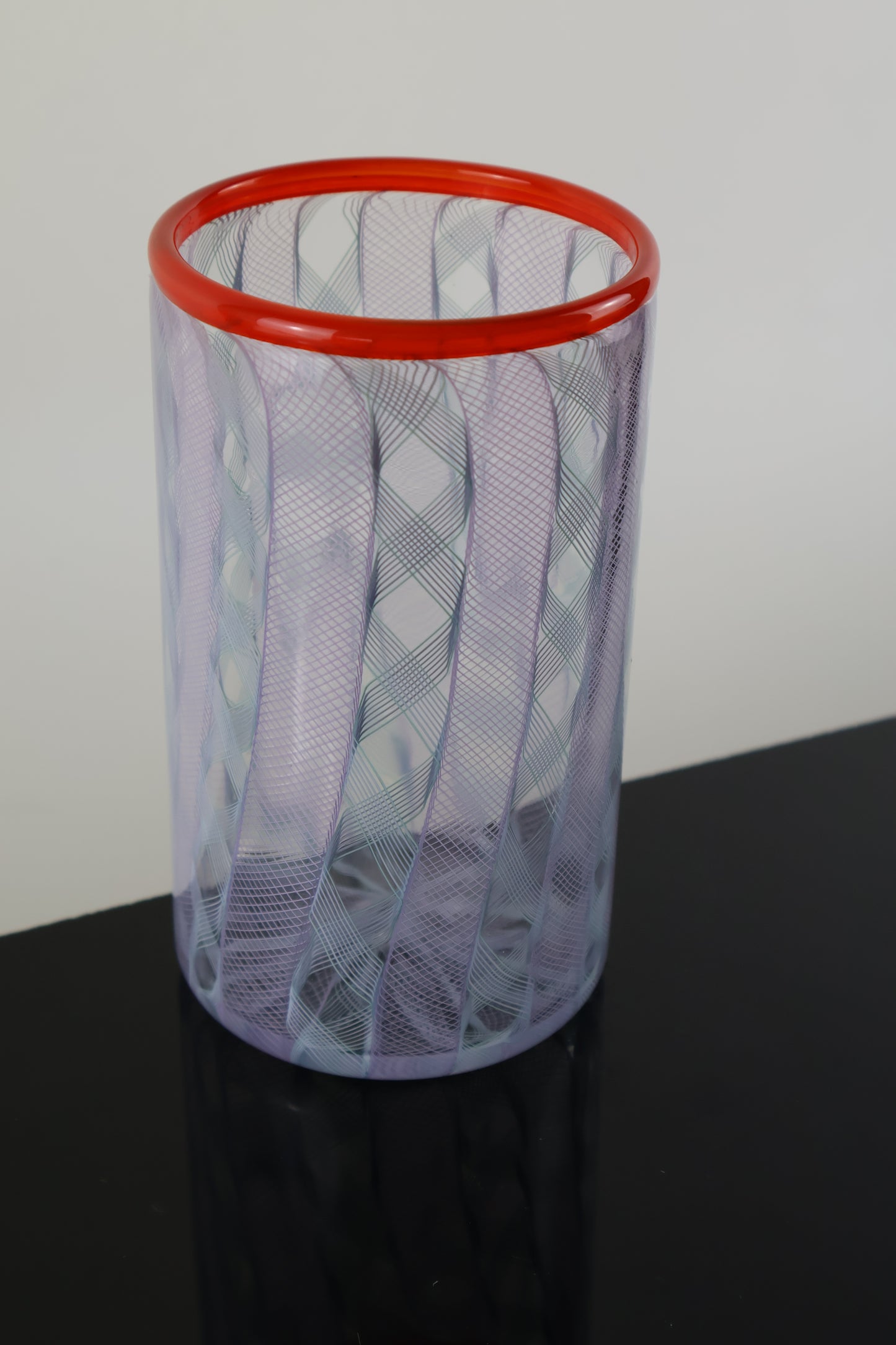 Handblown Zanfirico and Ribbon Cane Drinking Glass