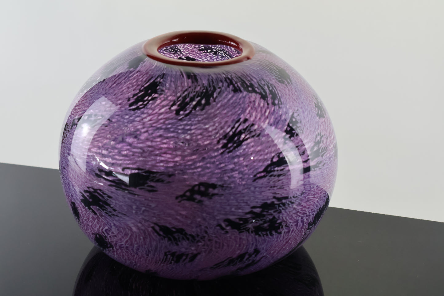 Pink, Purple and Black Murrine Vase