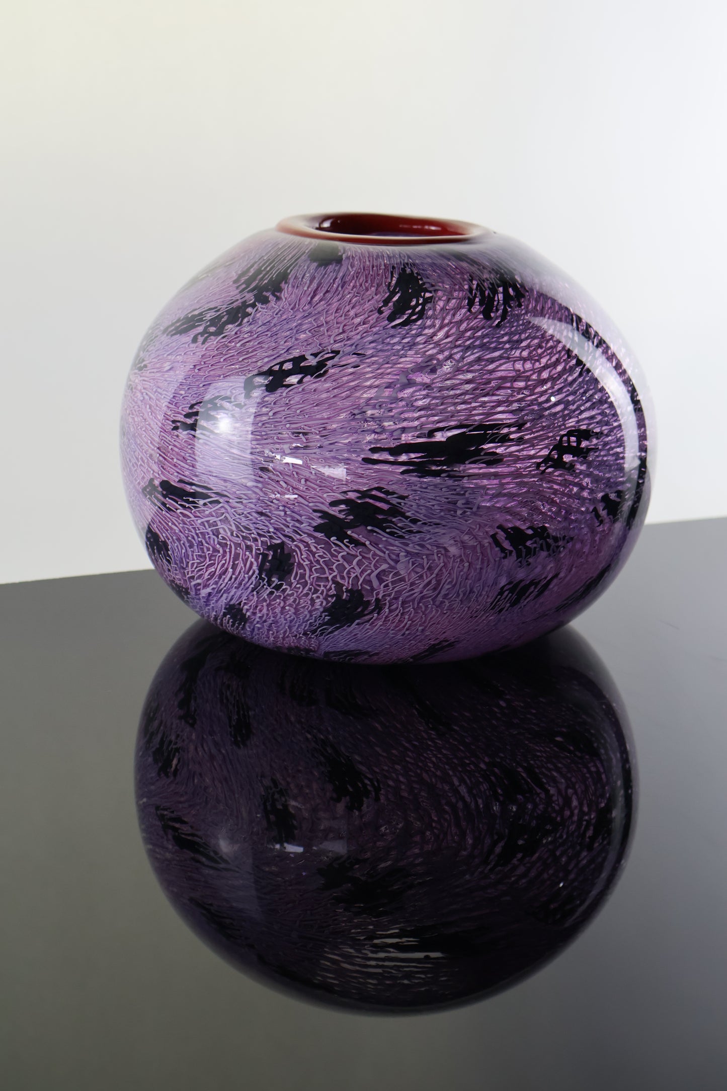 Pink, Purple and Black Murrine Vase
