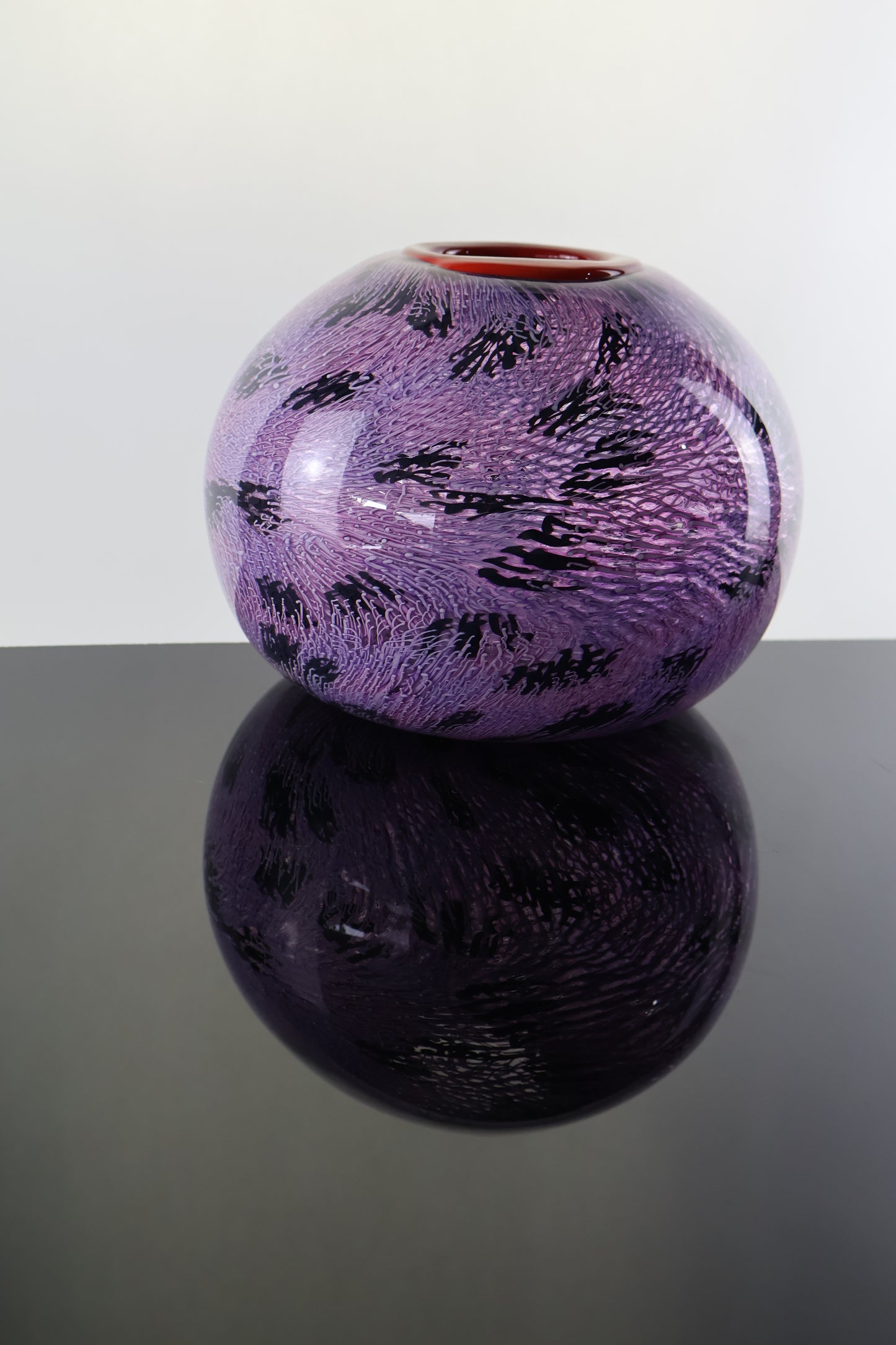 Pink, Purple and Black Murrine Vase
