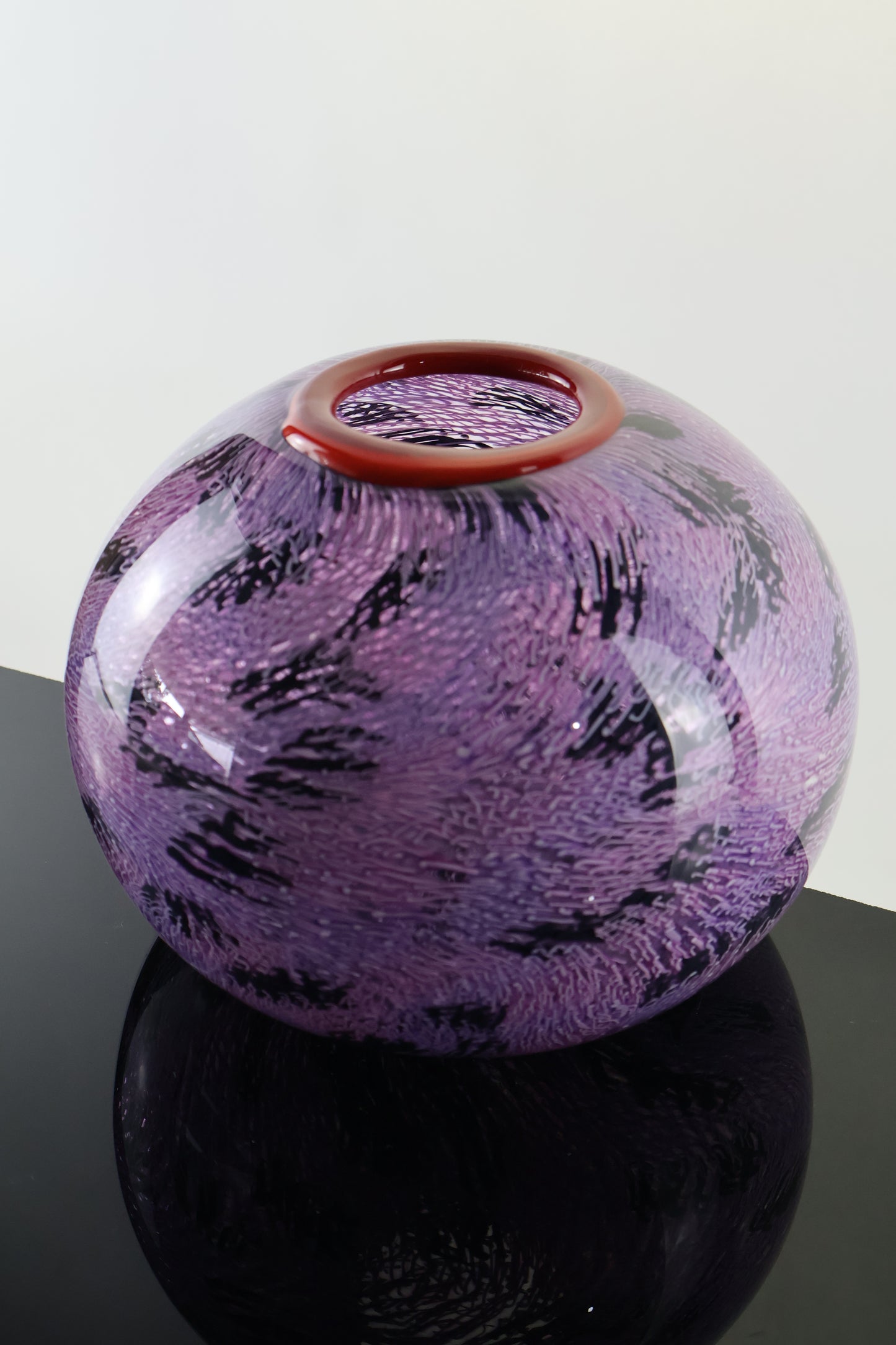 Pink, Purple and Black Murrine Vase