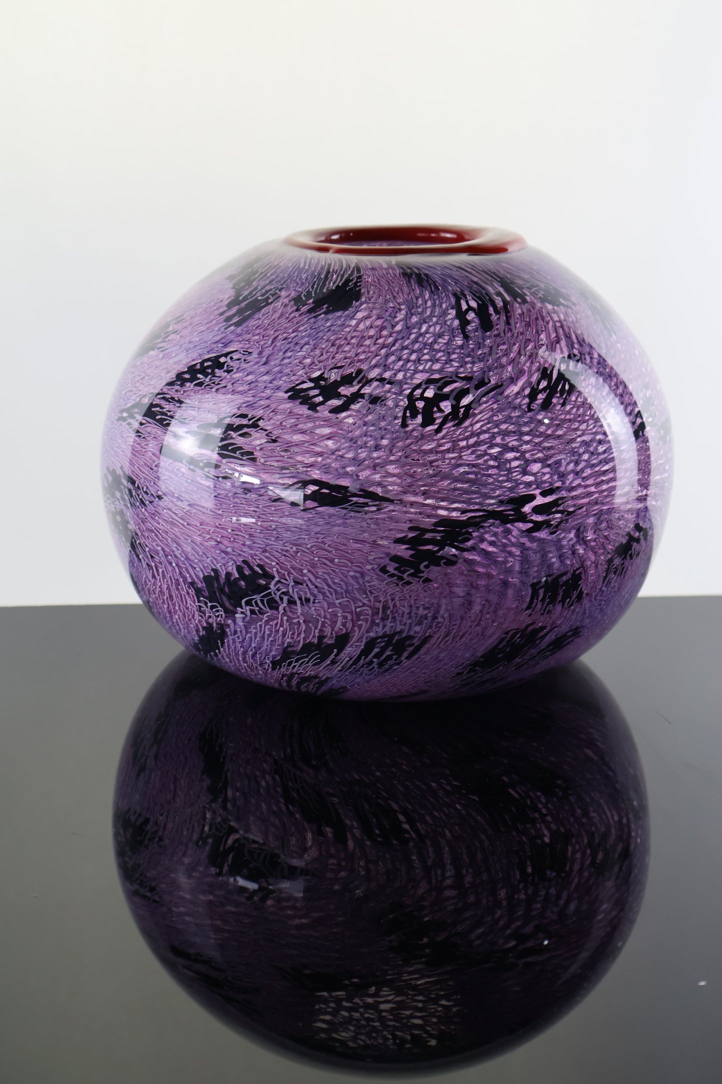 Pink, Purple and Black Murrine Vase