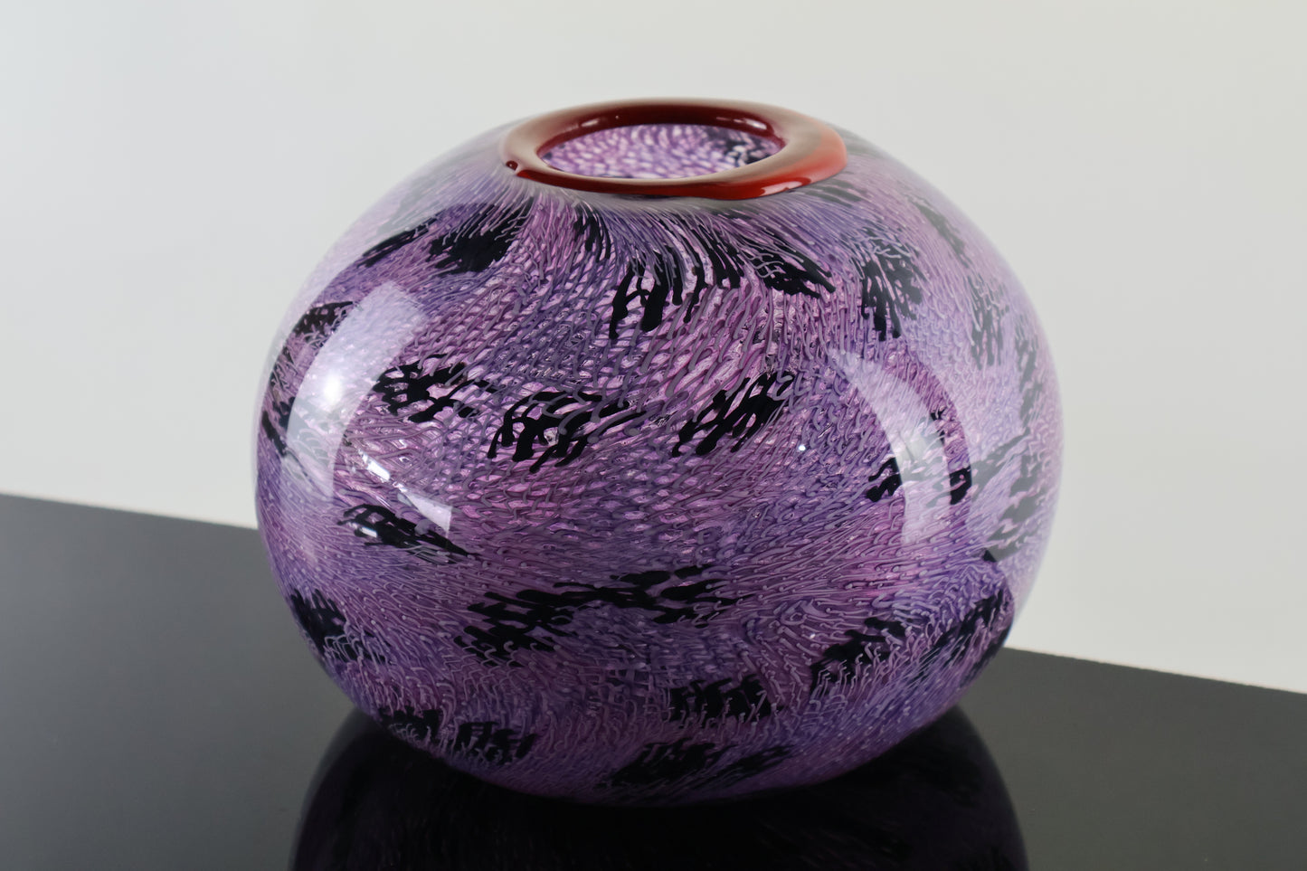 Pink, Purple and Black Murrine Vase