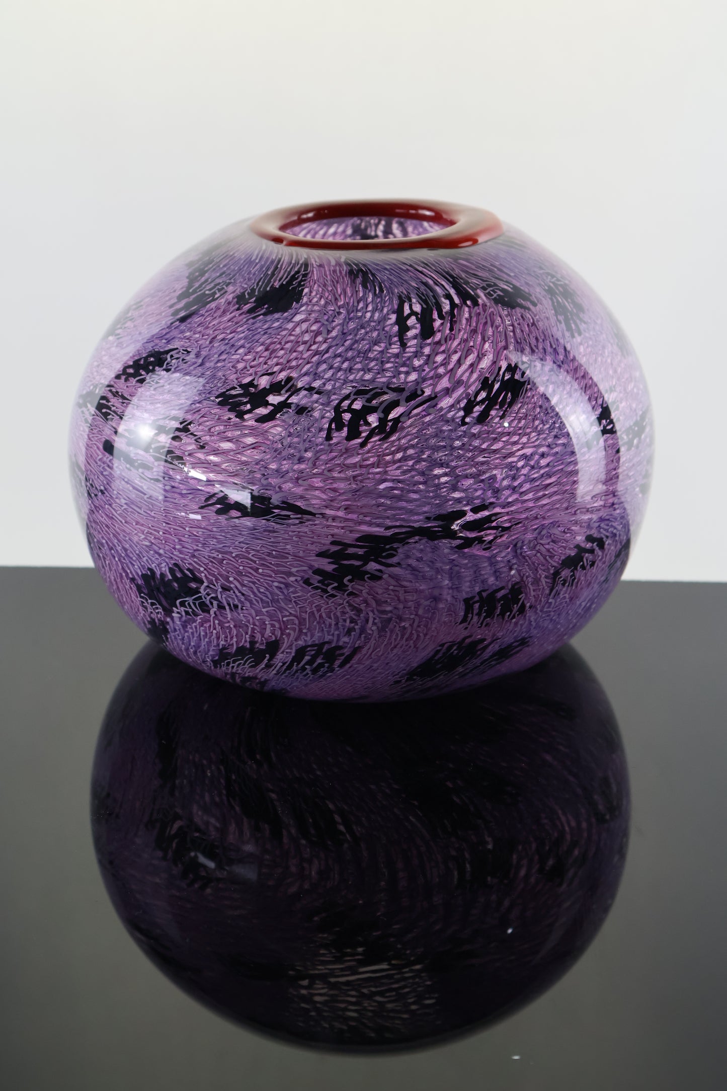 Pink, Purple and Black Murrine Vase
