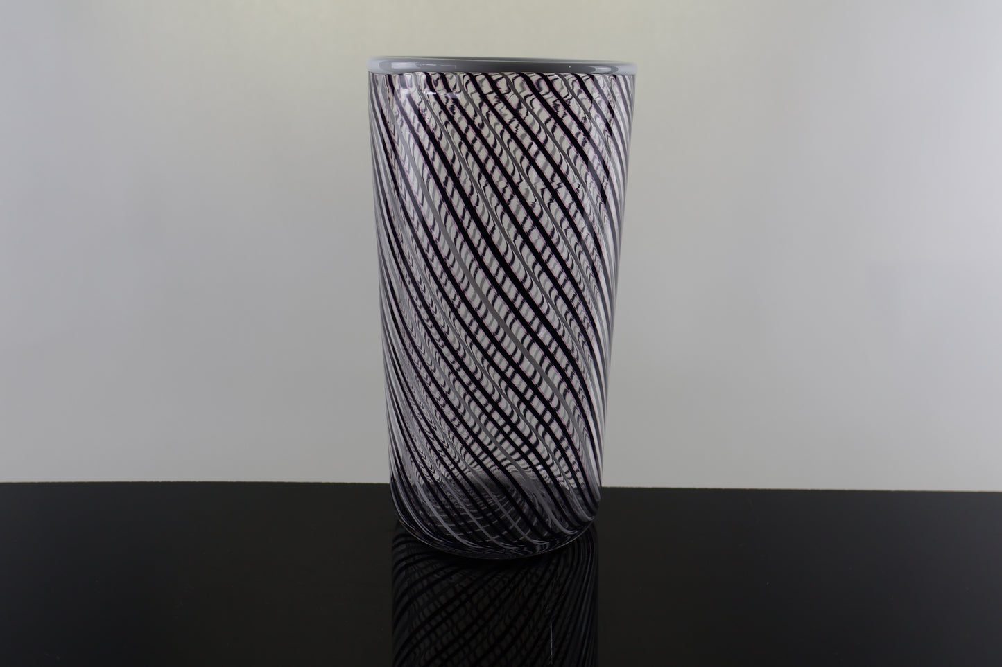White, Black and Pink Twisted Cane Cylinder Vase