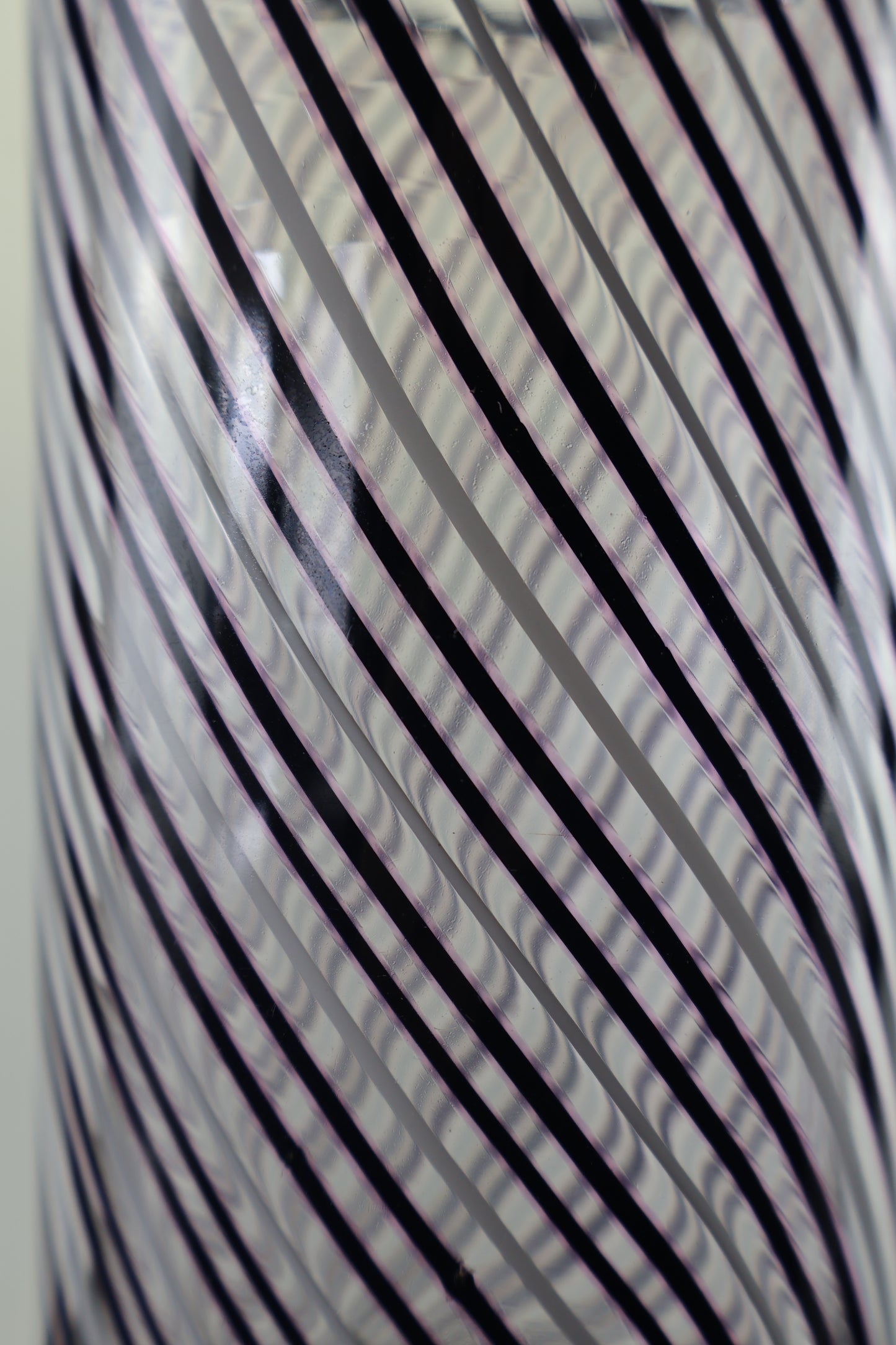 White, Black and Pink Twisted Cane Cylinder Vase