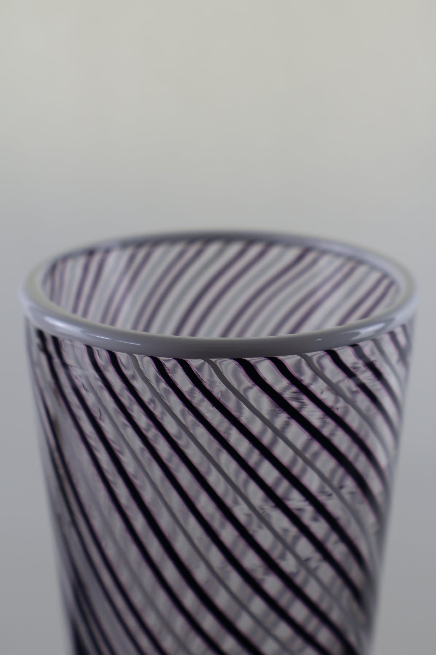 White, Black and Pink Twisted Cane Cylinder Vase