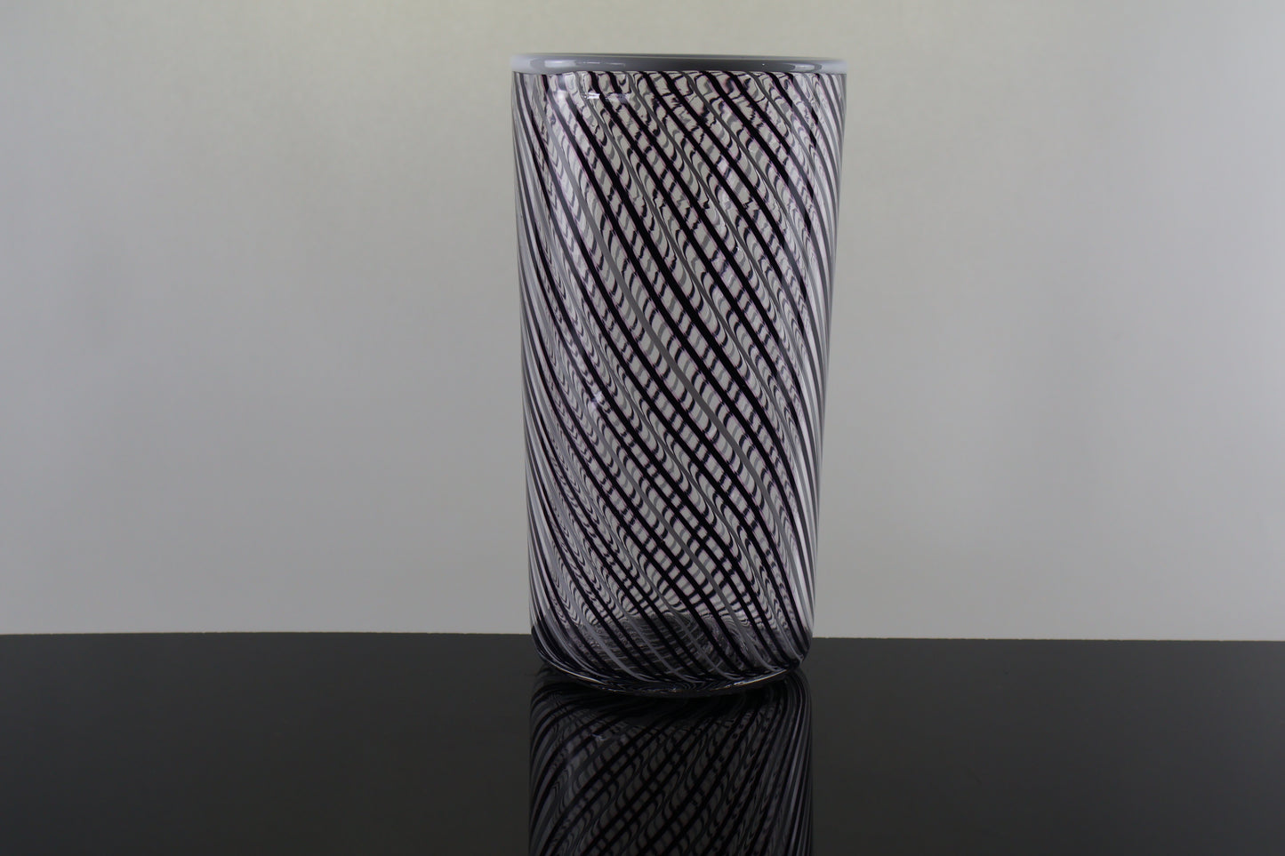 White, Black and Pink Twisted Cane Cylinder Vase