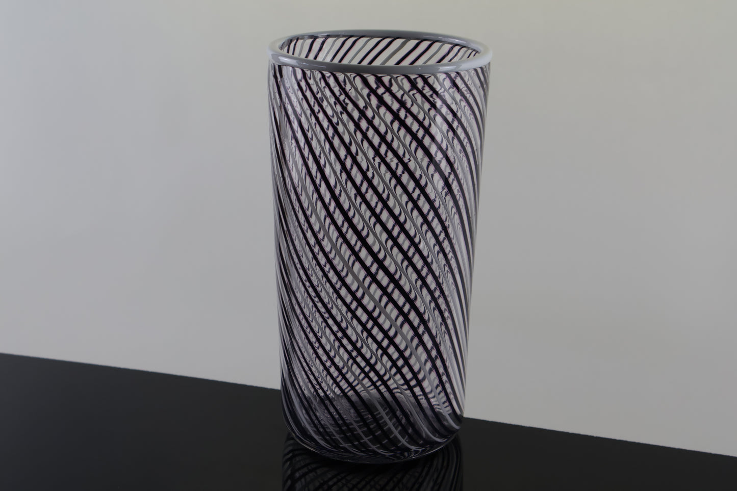 White, Black and Pink Twisted Cane Cylinder Vase