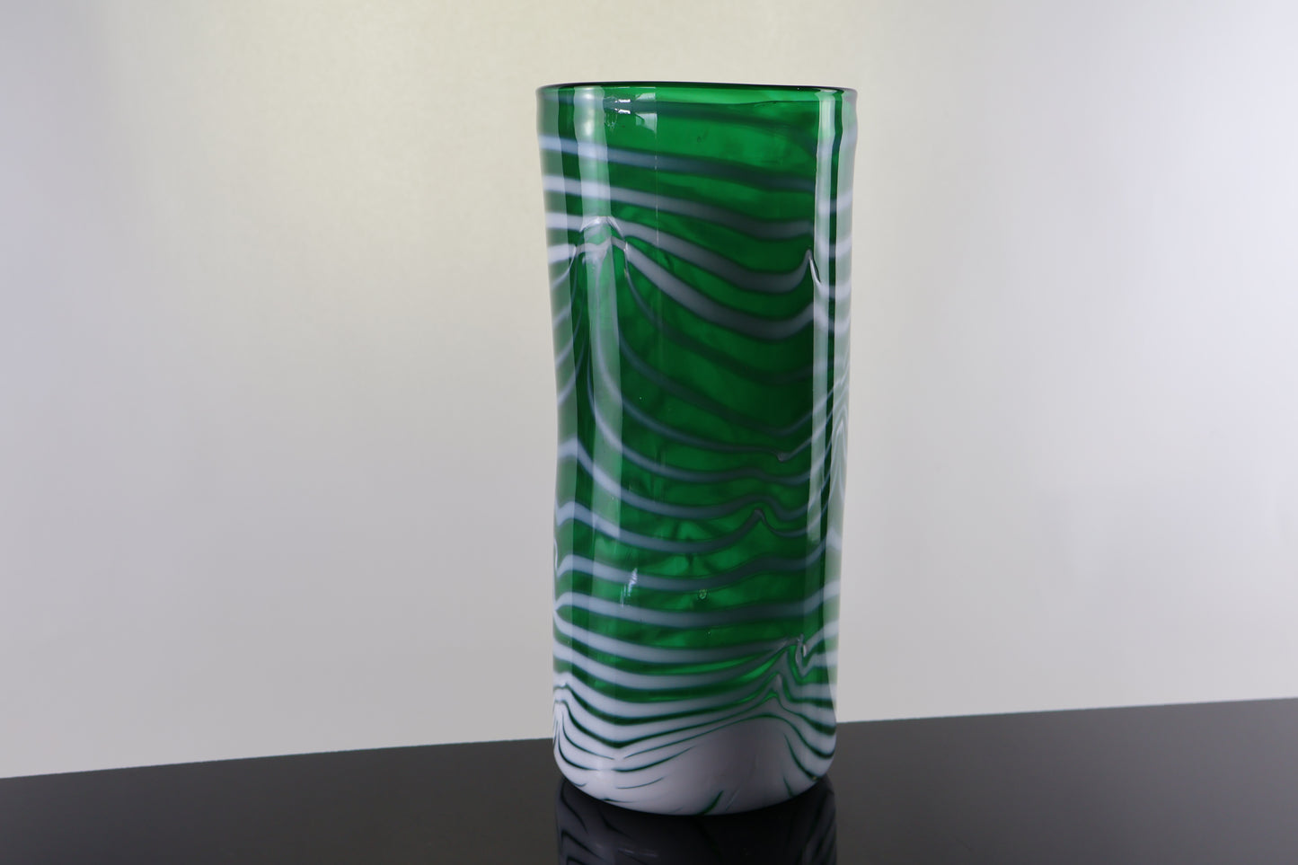 Green Cylindrical Vase with White Body Wrap